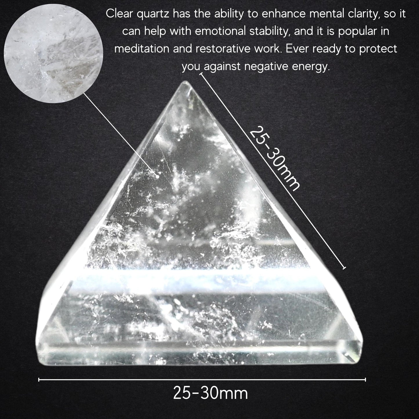 Amazing Gemstone Clear Quartz Pyramid Crystal Healing Stones - 1" Great Pyramid Figurine of Natural Stone Pyramid for Meditation, Reiki, Chakra Balancing and Crystal Pyramids Grid