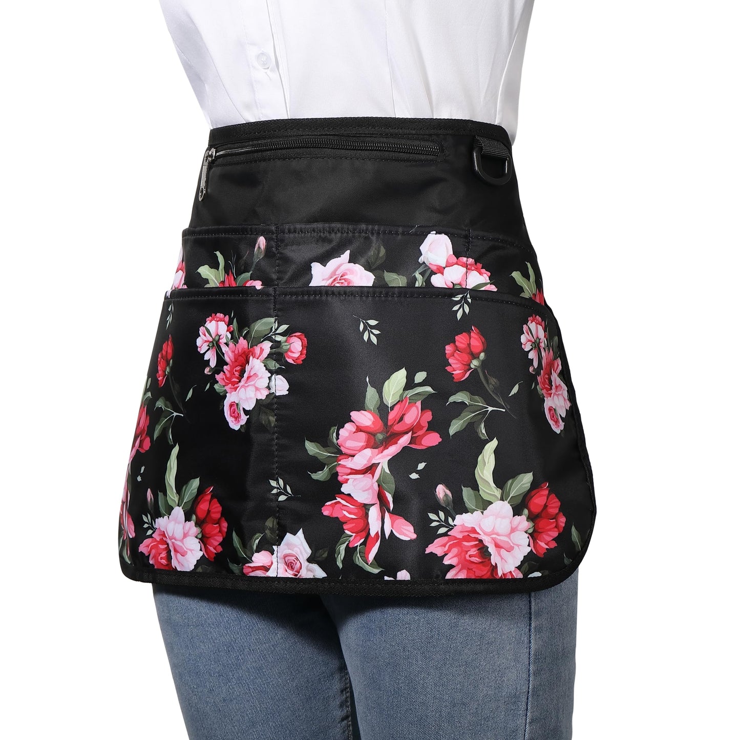 Bafelia Garden Apron for Women with 6 Pocket,Half Florist Apron (Peony)