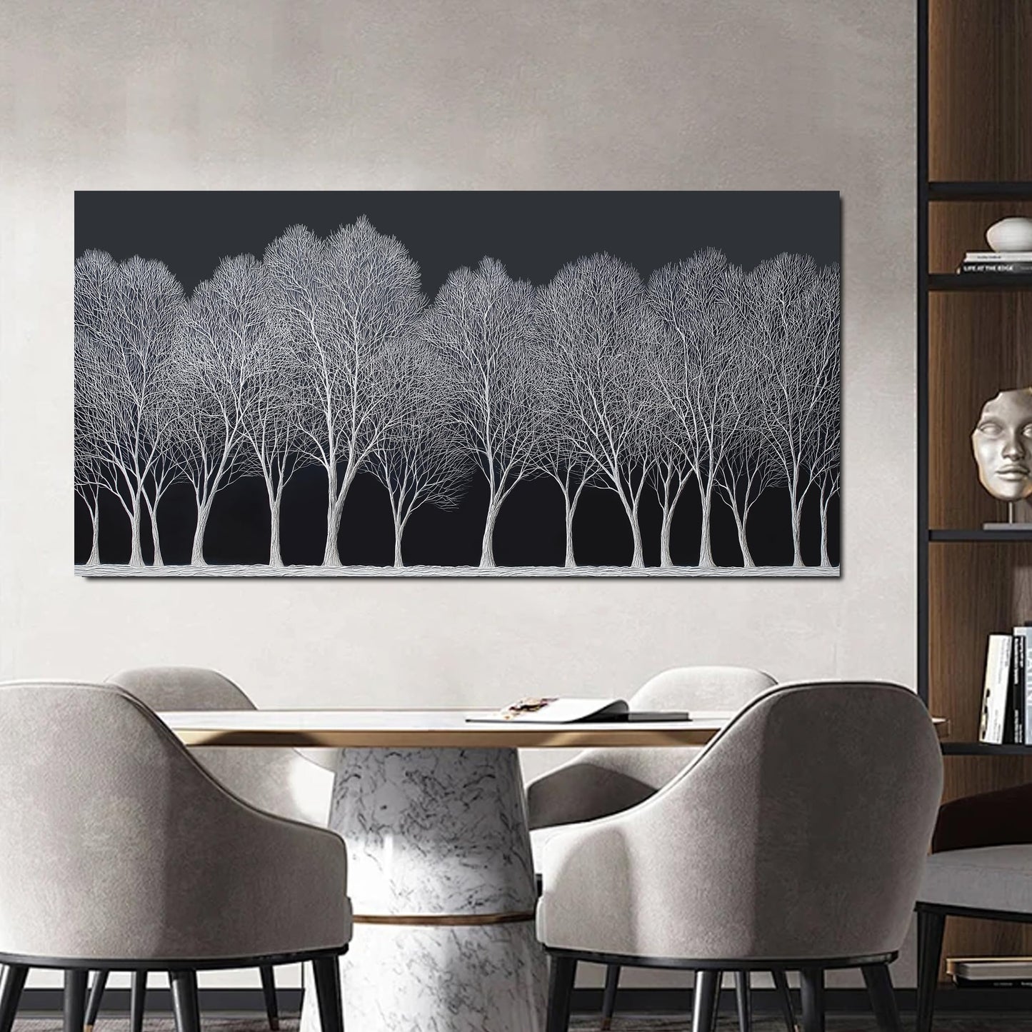 Trogonup Black and White Wall Art for Bedroom Large Forest Picture Landscape Tree Artwork for Living Room Home Office Modern Canvas Prints Ready to Hang 20"x40"