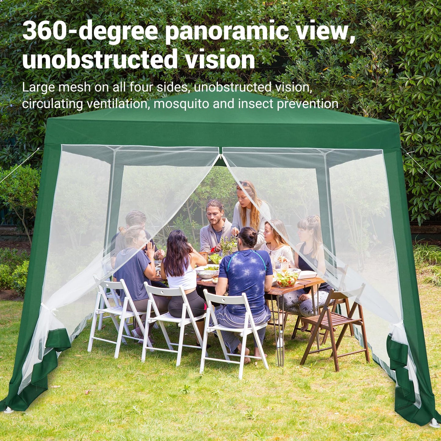 10x10 Pop Up Screen Tent Canopy with Mesh Netting Walls, Easy Setup Waterproof Outdoor Gazebo for Camping, Picnics, Backyard, Deck & Parties