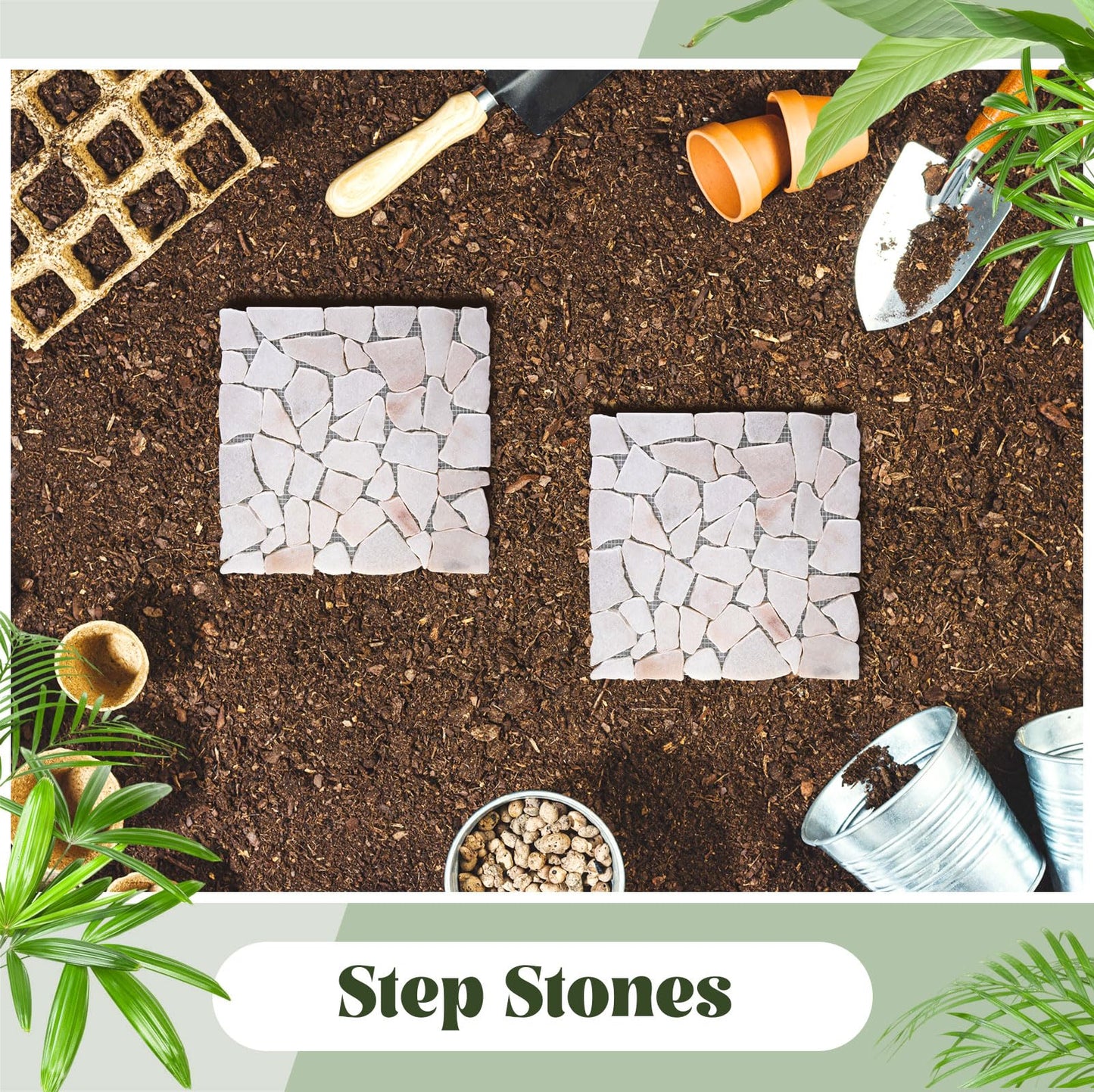 Sasylvia 6 Pcs 12 Inch Stepping Stones Pavers for Outside Walkway, Square Marble Riverstone Decor Pathway Stepping Stones for Patio Backyard Garden Walkway Pathway Outdoor Lawn Yard Decorations
