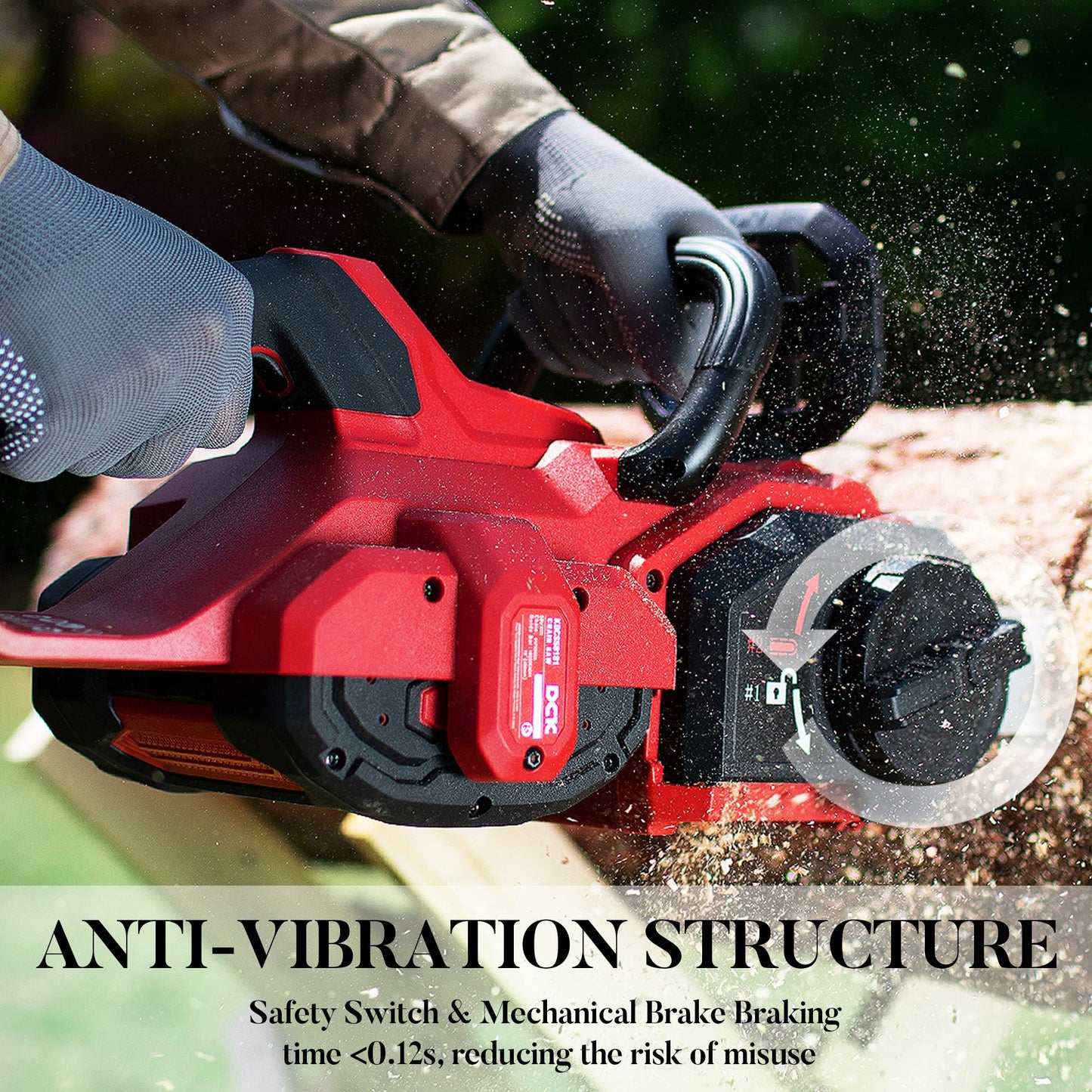 DCK 58V Cordless Chainsaw Electric Brushless Chain Saw, 16 Inch Battery Powered Chainsaw with 4.0Ah Battery and 5A Charger for Wood Cutting, Light Felling, Limbing, Firewood, Pruning (KDCS58161BDM)
