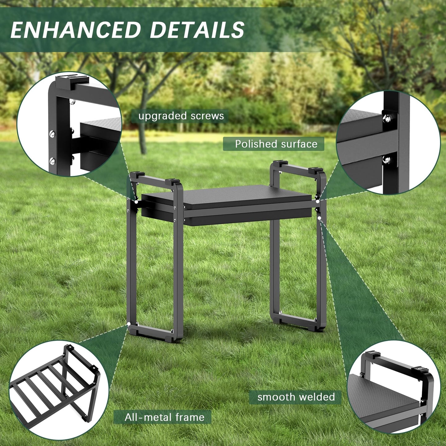 FLINTER Wider Garden Kneeler and Seat, Heavy Duty Thick Gardening Bench for Kneeling and Seat - Garden Kneelers for Seniors, Gardening Stools for Women, Grandparents, Gardeners, Black