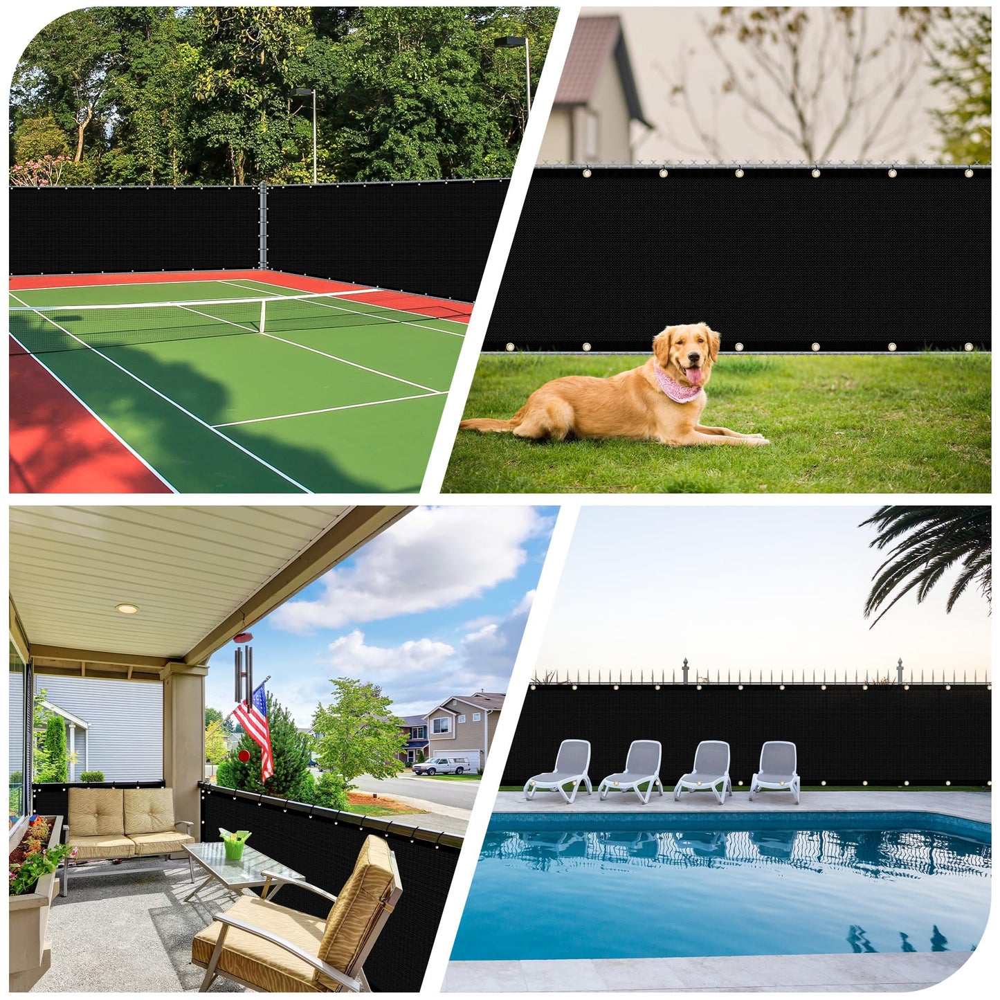 iCover 4x50ft Privacy Screen Fence, Outdoor Fencing Panels, Garden Windscreen Mesh Shade Sail Net Barrier, Include Reinforced Bindings and Brass Grommets Cable Zip Ties, Black