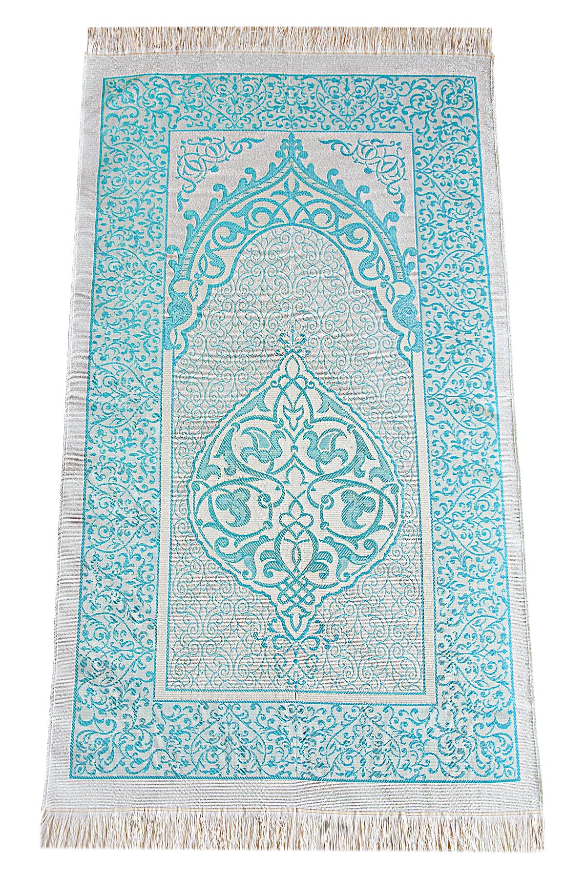 ihvan online Muslim Prayer Rug with 99 Beads Tasbih & Travel Bag, Soft Taffeta Sajadah, Lightweight & Foldable Janamaz, Portable Prayer Mat, Islamic Gift for Eid, Ramadan, Hajj & Umrah, Blue