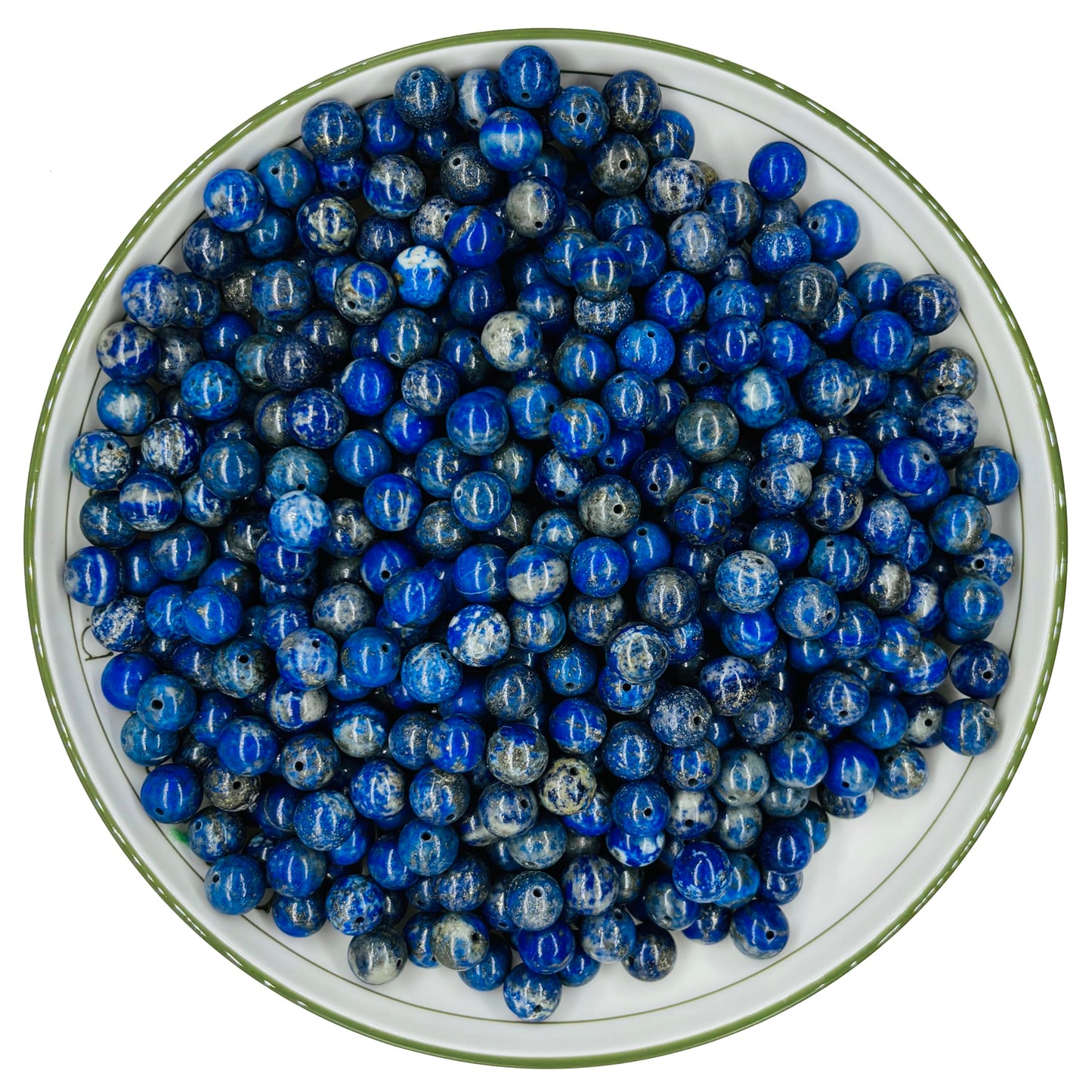 WHNKFB 8mm 50PCS Natural Lapis Lazuli Round Beads, Deep Blue Pyrite-Flecked Loose Gemstone Beads for Jewelry Making Craft - 4mm 6mm 8mm 10mm Options with Free Elastic Cord