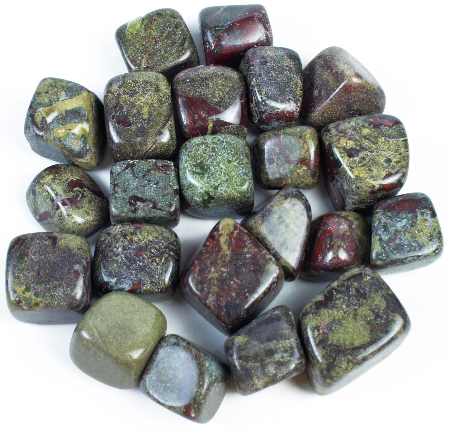"Crocon 1lb Dragon Bloodstone Tumbled Stones and Crystals Bulk, Polished Stones - Rock Collection - vase Filler tumbles Crystals Healing Reiki - Gemstone Gifts, Good Luck, Fountain tumbles Size 20 mm"