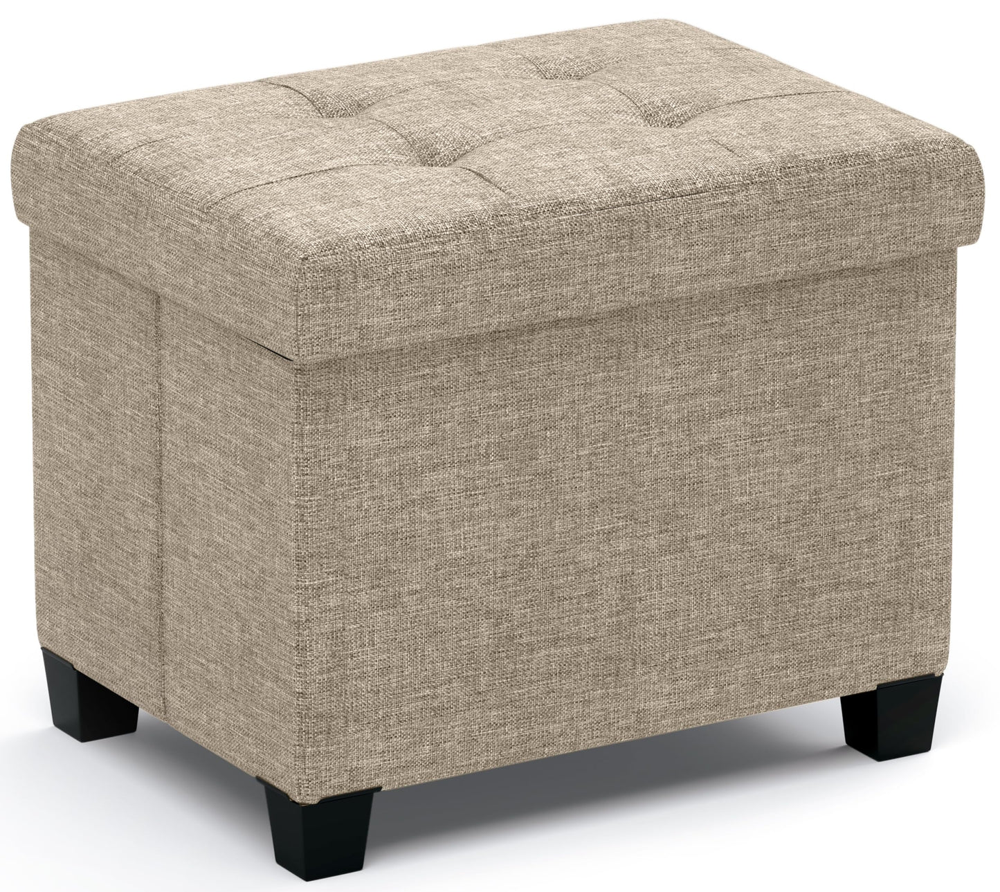 Ornavo Home Storage Ottoman Small Rectangle Ottoman with Legs, Foot Rest Stool Seat, Load up to 600 LB, for Living Room, Bedroom, Home Office, Dorm - 12 x 16 x 12, Tan
