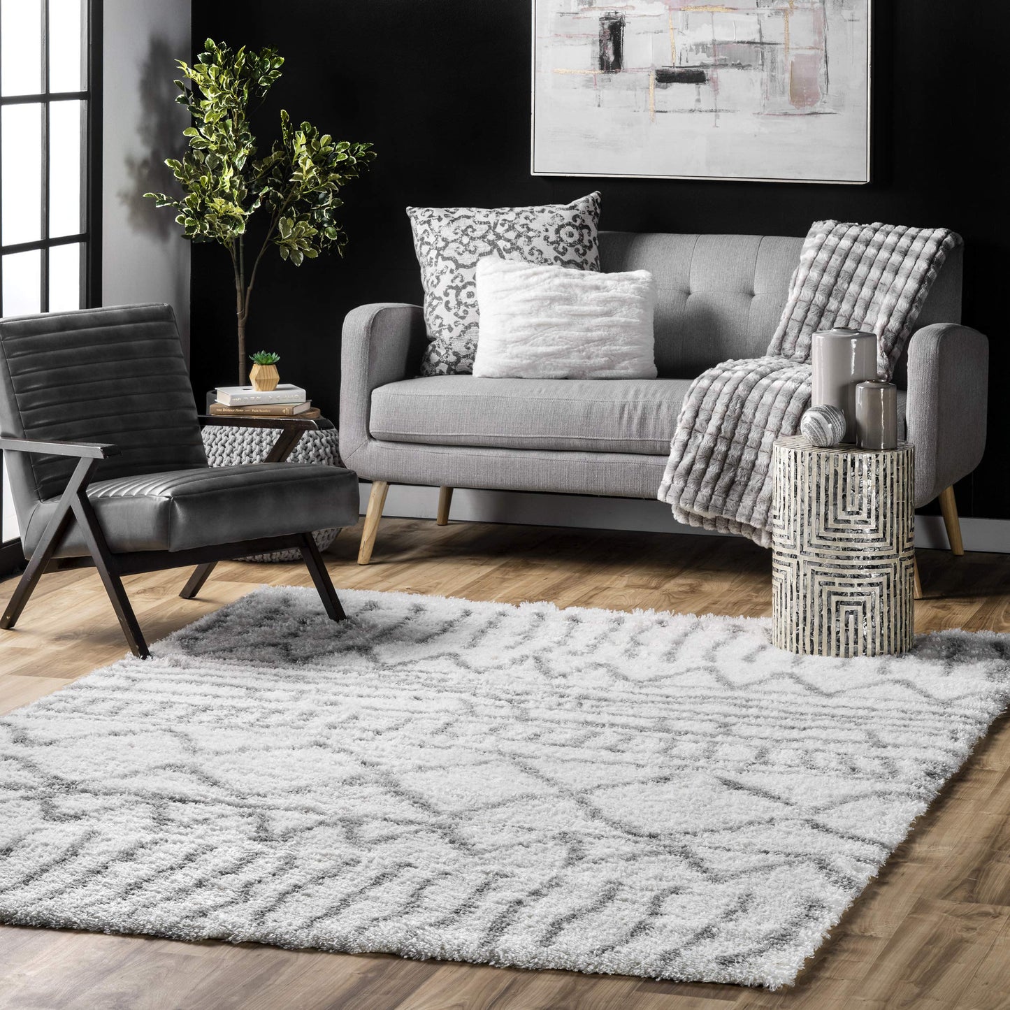 nuLOOM Renata Moroccan Shag Area Rug, 5x8, Grey
