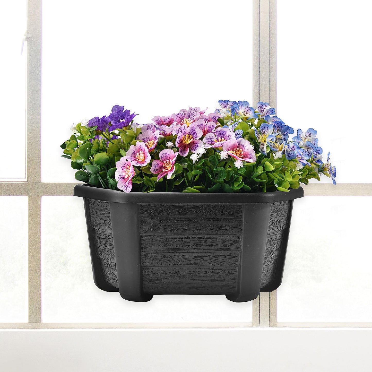 ORIMERC 9.8 inch 3 Pack Wall Hanging Planters Pots for Indoor Plants Wall Plants Holder with Drainage Hole Balcony Planters Railing Hanging Pot Fence Vertical Living Mount Outdoor with Hooks/Screws