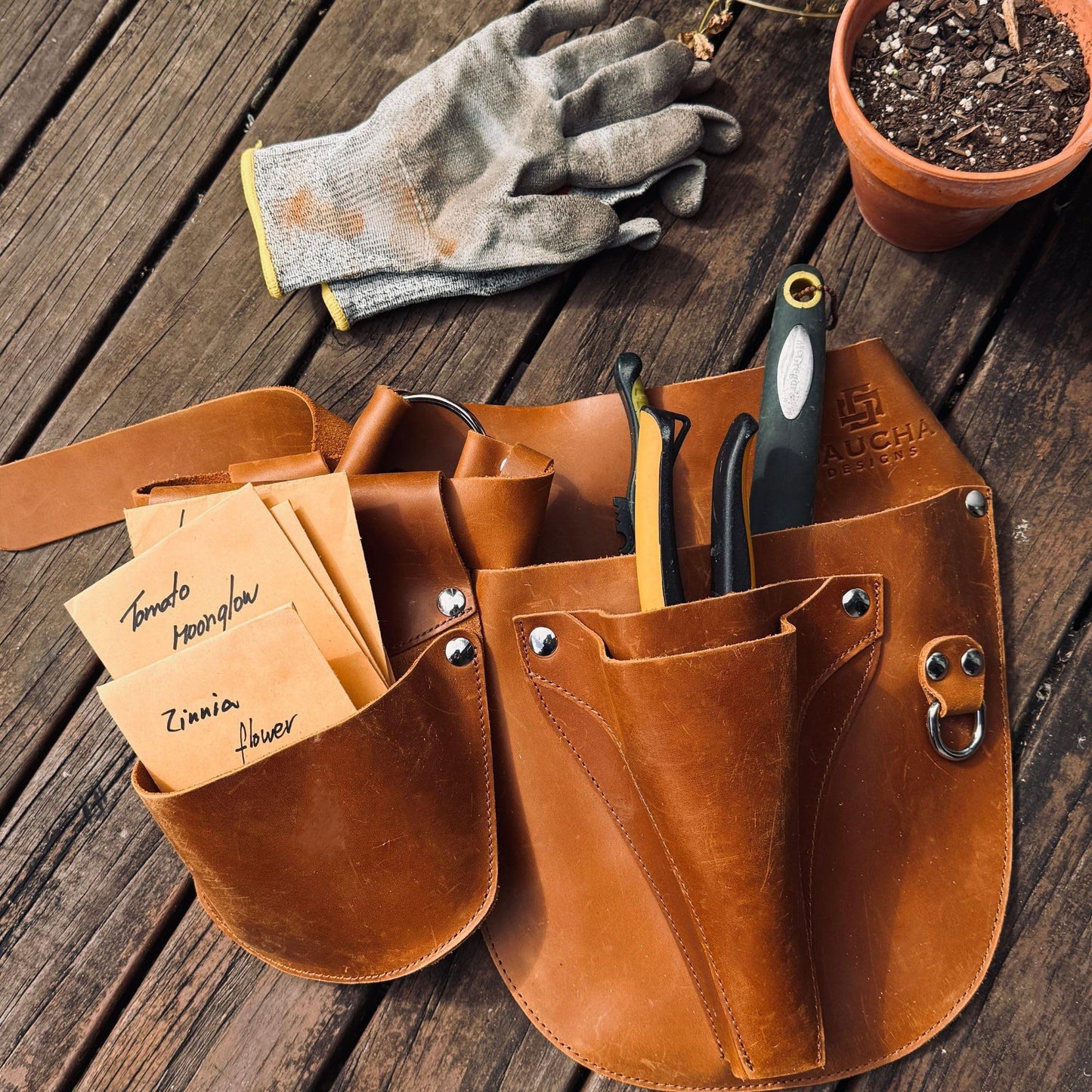 Leather Garden Tool Belt - Gardening gifts for women- Utility belt - Garden Tools Organizer Holster Pouch -Gift for Gardeners and Florists
