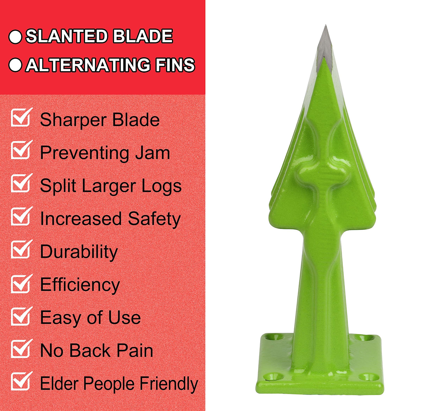 SPEED FORCE Firewood Kindling Log Wood Splitter – No Axe! Wedge Point Splits Firewood, 3 Inch Green with Safety Cover