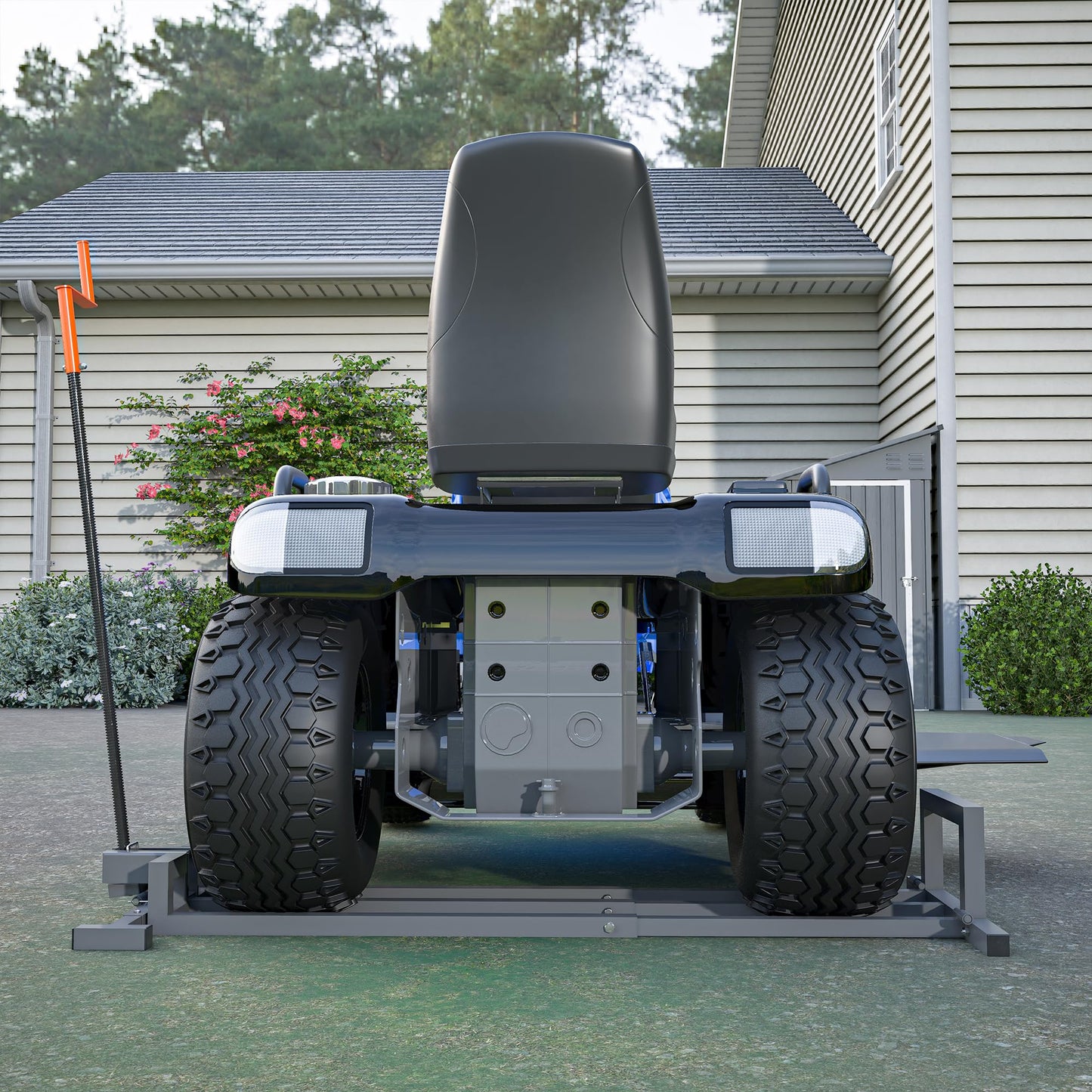 Large Riding Lawn Mower Lift Jack 880Lbs for Wide 46" Ride on Lawn Mowers & Garden Tractors,Foldable Lawn Tractor Lift with Manual and Power Handles Fit Multiple Mowers