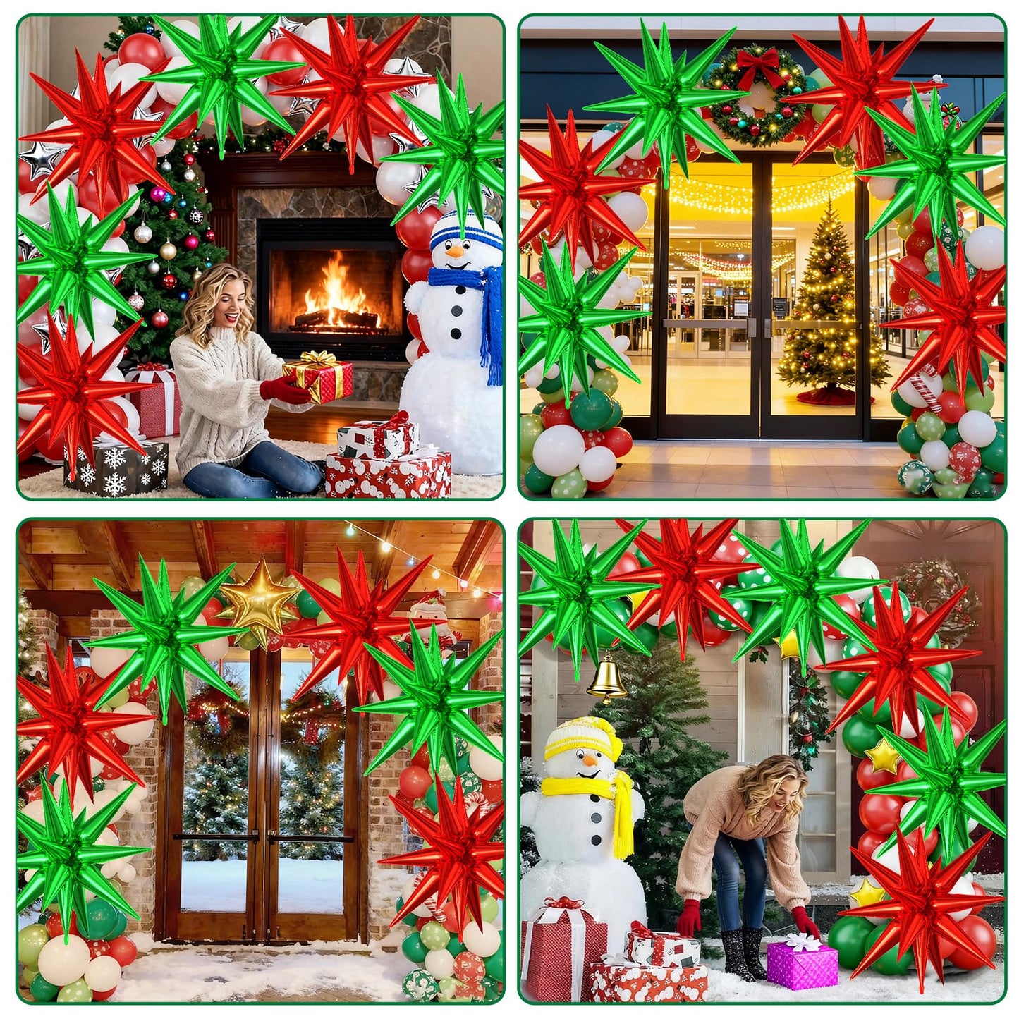 6PCS Star Balloons, 22 Inch Large Green Red Star Balloon Foil Balloons Christmas Party Balloon for Birthday Christmas Graduation Wedding Anniversary Party Backdrops Decorations