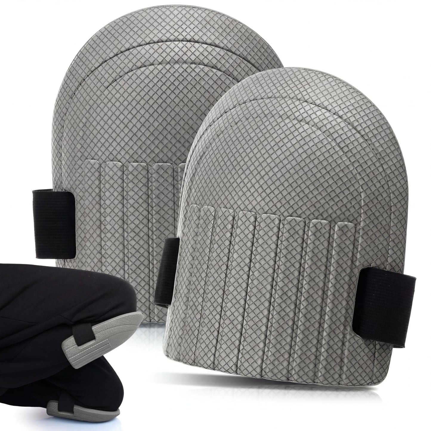 WinnerWhy Gardening Knee Pads for Women and Men Lightweight Waterproof Foam Knee Pads for Gardening and Housework with Adjustable Hook'n'Loop Straps(Grey)