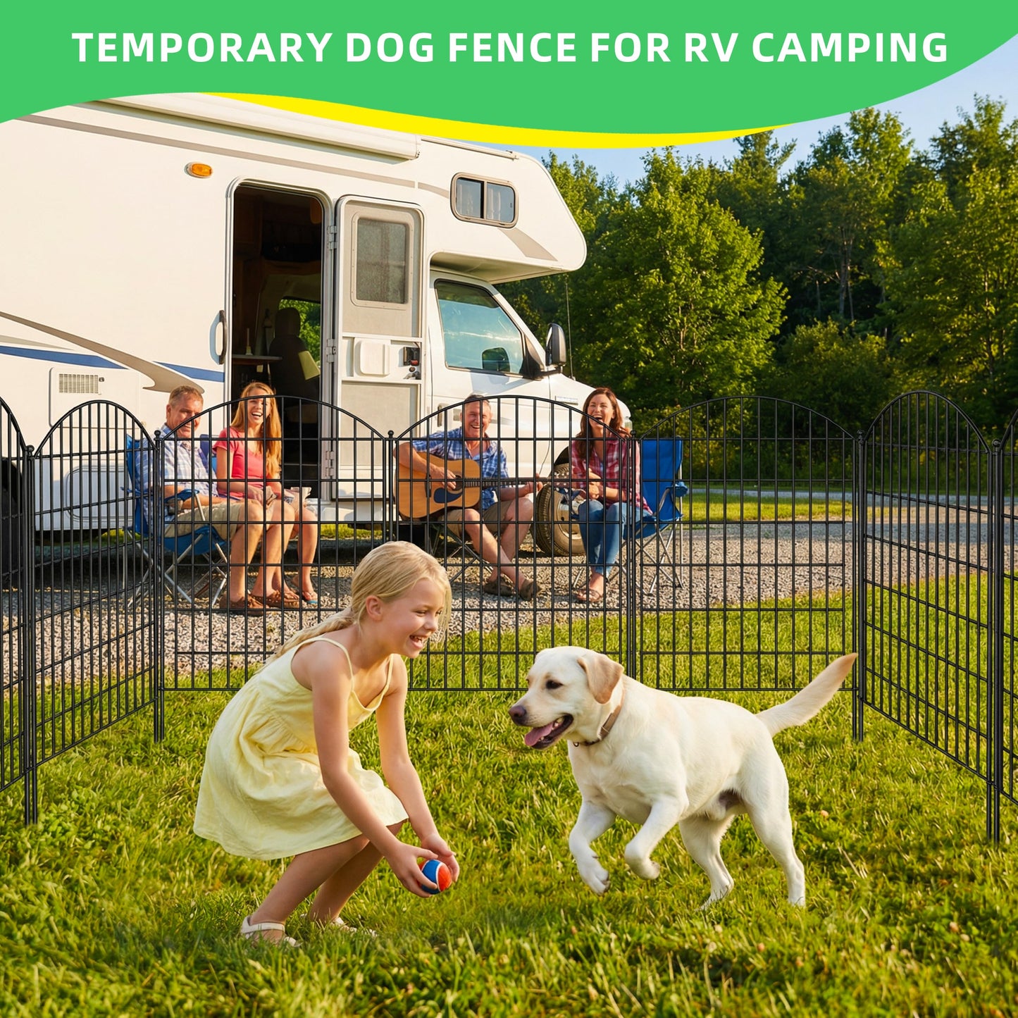 Toolterritary 10 Panels Arched No Dig Decorative Garden Fence with Gate, 40in(H) x 25.0ft(L) Dog Fence Outdoor for Yard, Rustproof Metal Garden Fence Animal Barrier for Dogs, Rabbits & Patio