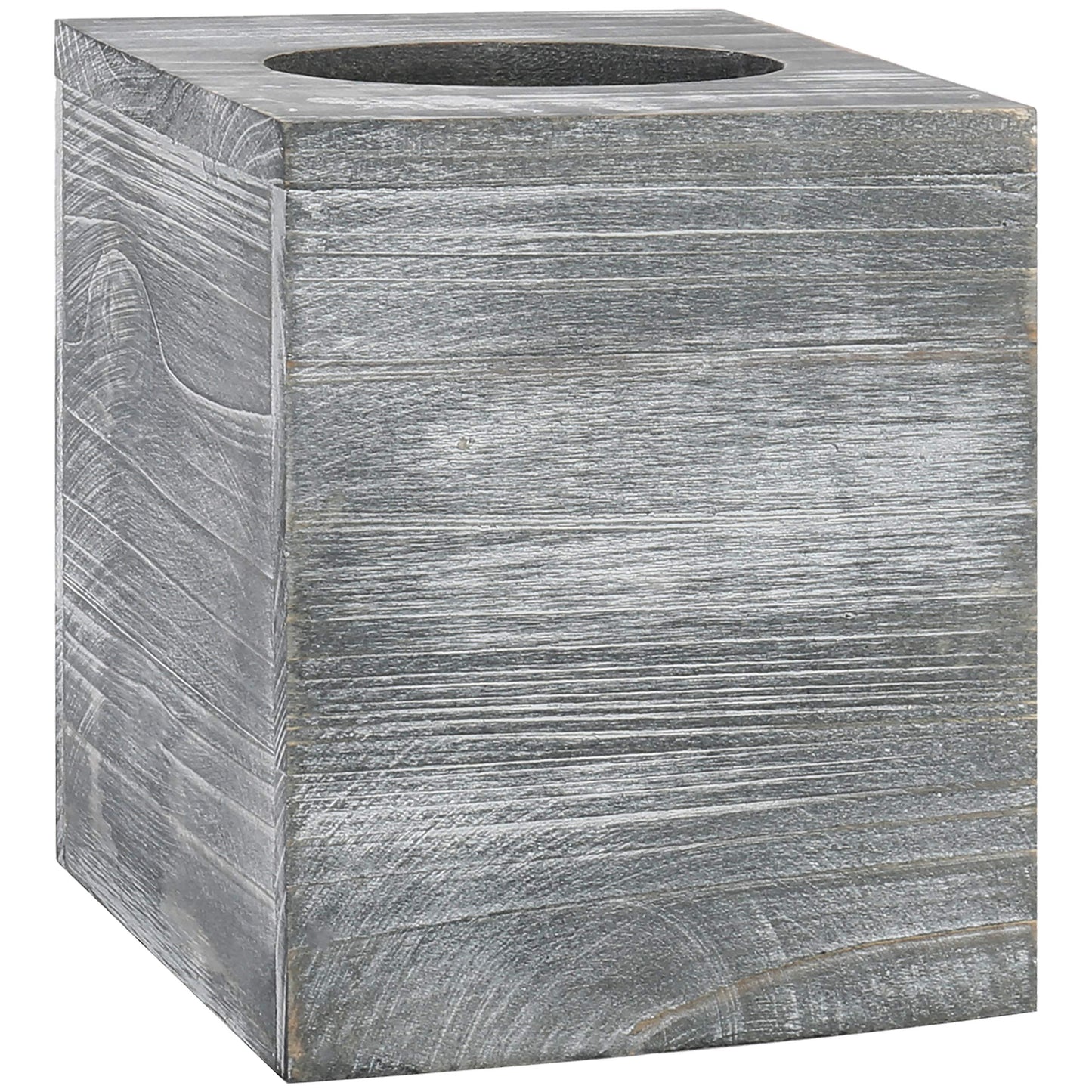 MyGift Graywashed Wood Decorative Tissue Box Holder Cover, Bathroom Facial Tissue Box Cover with Easy Refill Slide-Out Bottom Panel
