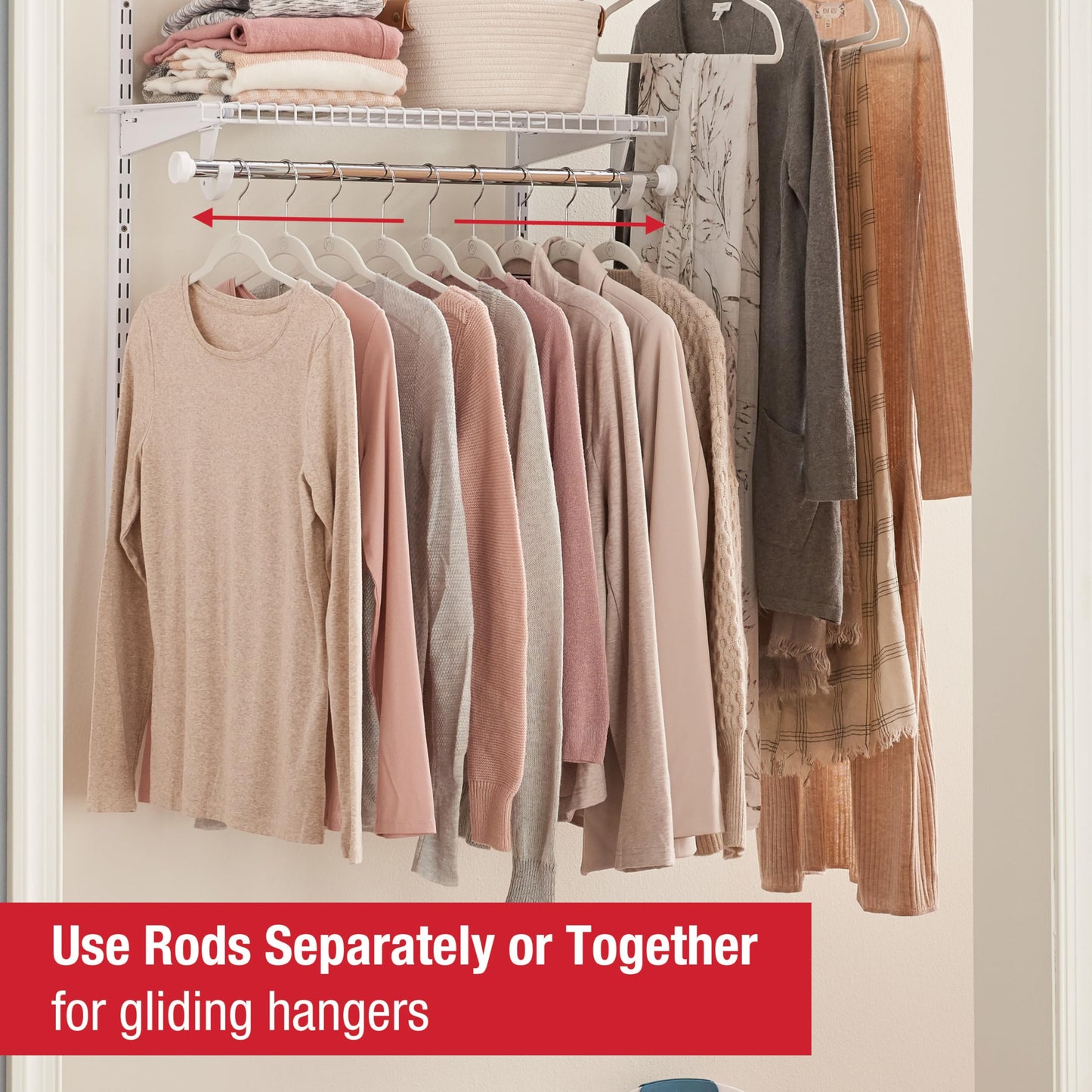 Rubbermaid Configurations Custom Closet Kit 3-6 Ft. Adjustable Metal Wire Shelving White Finish Expandable Organization System Hardware Included for Home Closet/Pantry/Laundry/Mudroom