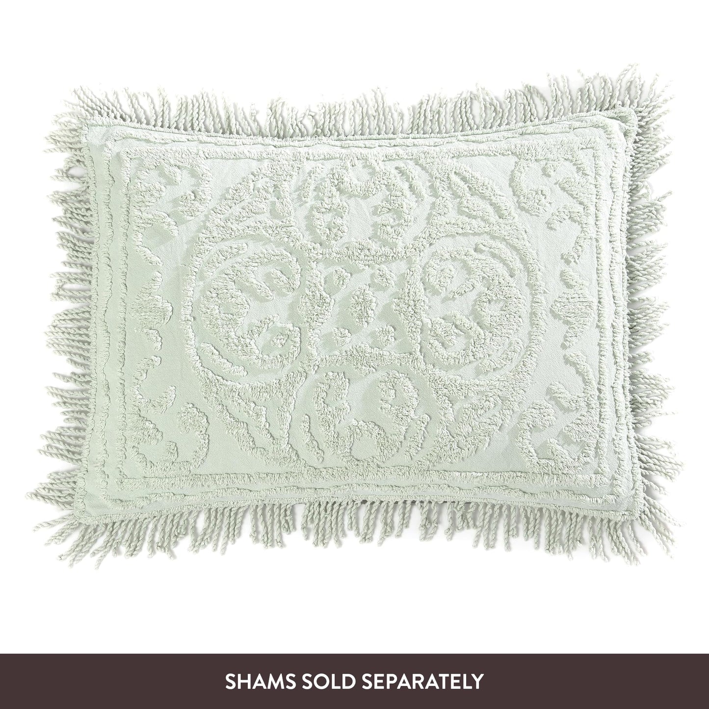 Beatrice Home Fashions Medallion Chenille Bedspread, Queen, Sage