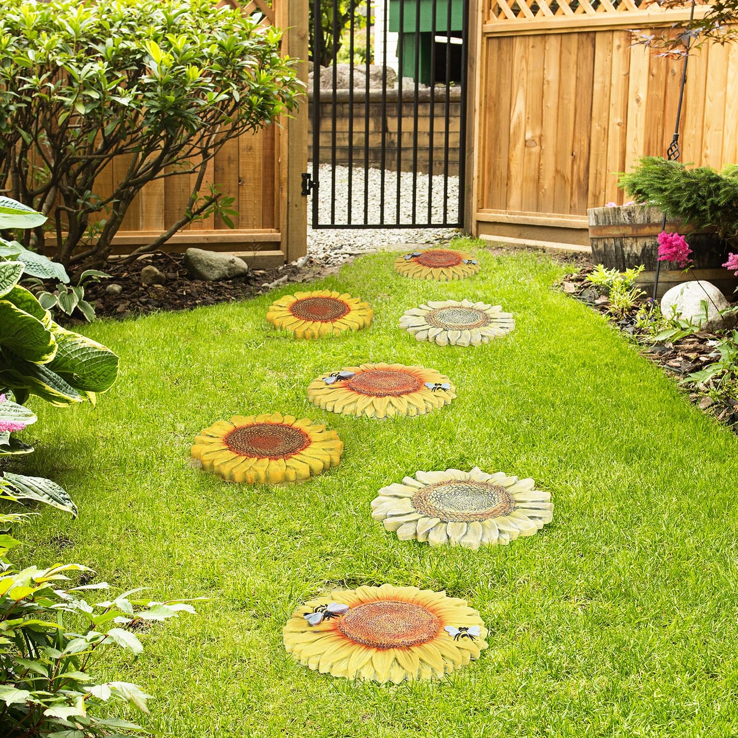 3 Pack Sunflower Cement Stepping Stone for Garden & Patio – 10 Inch Hand-Painted Outdoor/Indoor Decorative Paver, Durable & Weather-Resistant Yard Art, Vibrant Yellow Design