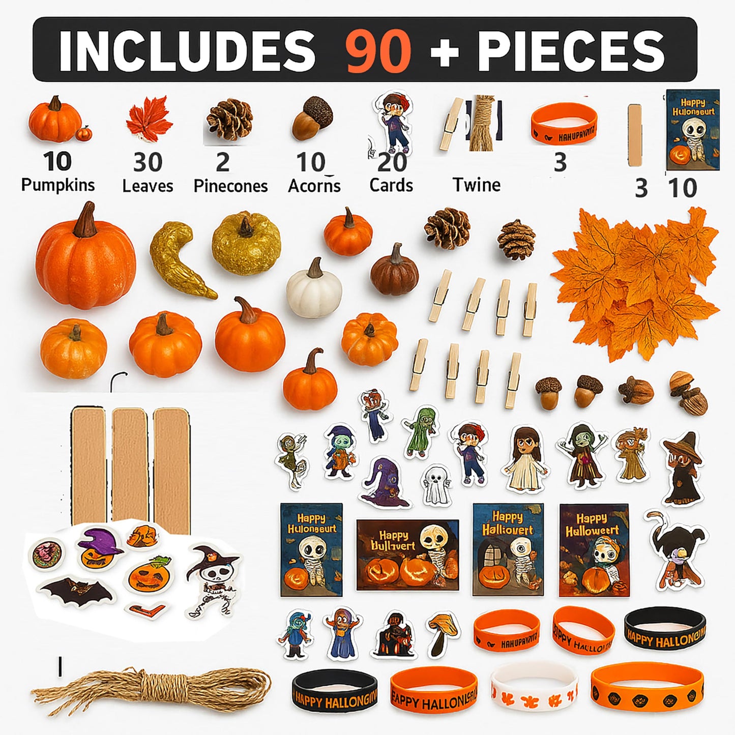 96PCS Holiday & Thanksgiving Decorations Set – Artificial Pumpkins, Maple Leaves, Acorns & Pinecones for Rustic Table Centerpieces, Christmas Transition, New Year Displays & Tiered Trays