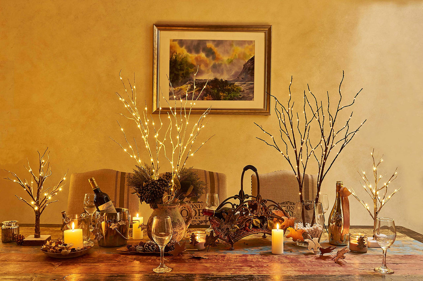Hairui Lighted Brown Twig Branches Plug in with Dimmer and Timer 30IN 150 LED Fairy Lights, Lighted Willow Branches for Indoor Outdoor Spring Christmas Room Wedding Decoration (Vase Excluded)