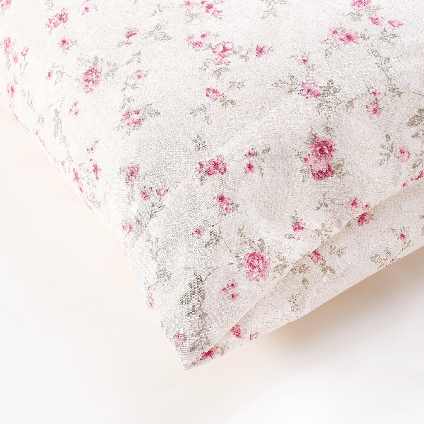 Modern Threads 4-Piece Ultra Soft Microfiber Bed Sheets Set, Wrinkle Free Sheets with Deep Pockets Fitted Sheet, Flat Sheet & Pillowcases, Lightweight Breathable Bedding, Floral Rose, Queen