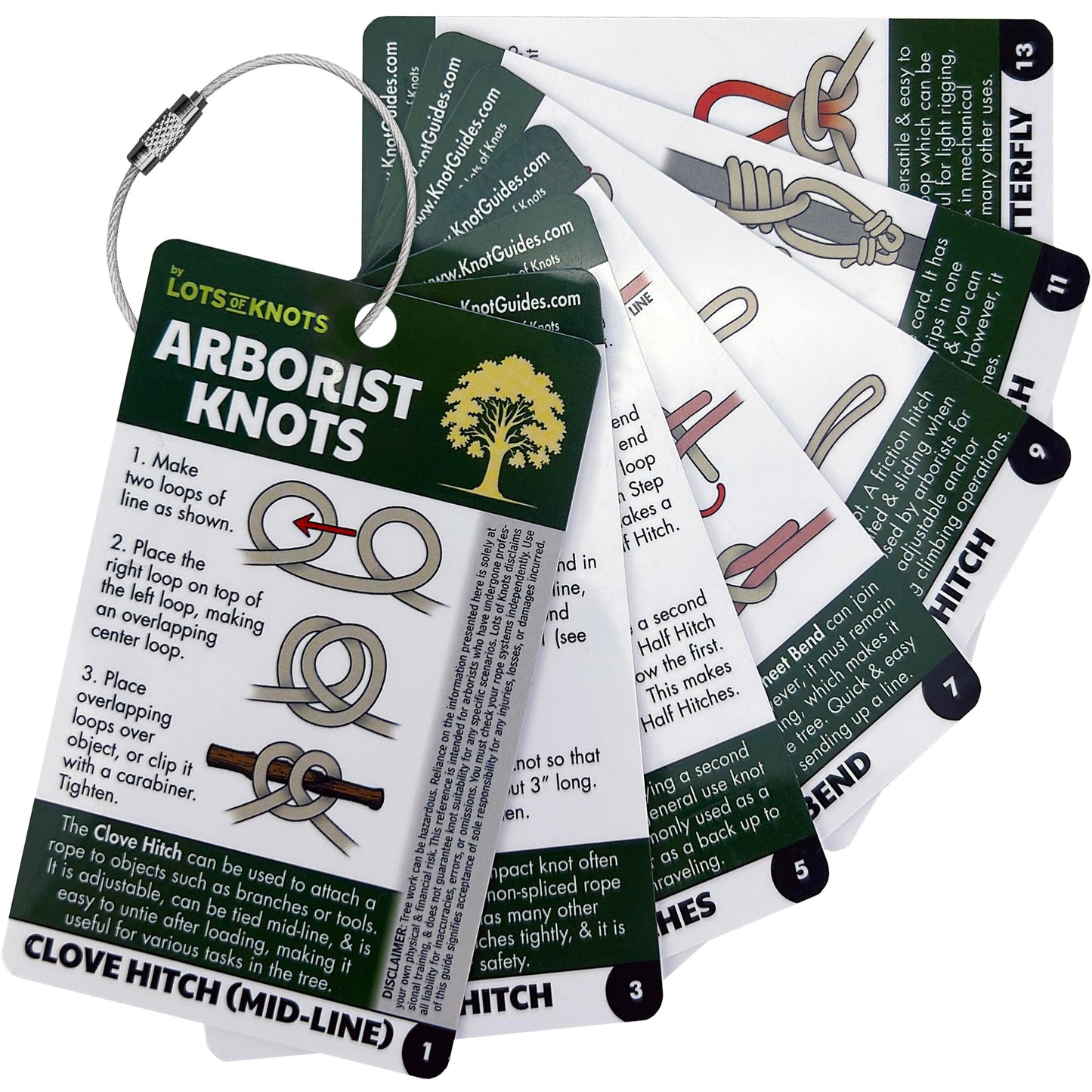 Arborist Knots - Knot Cards for Tree Climbing and Tree Trimming - 14 Page Waterproof Pocket Guide for Arborist Equipment Kit