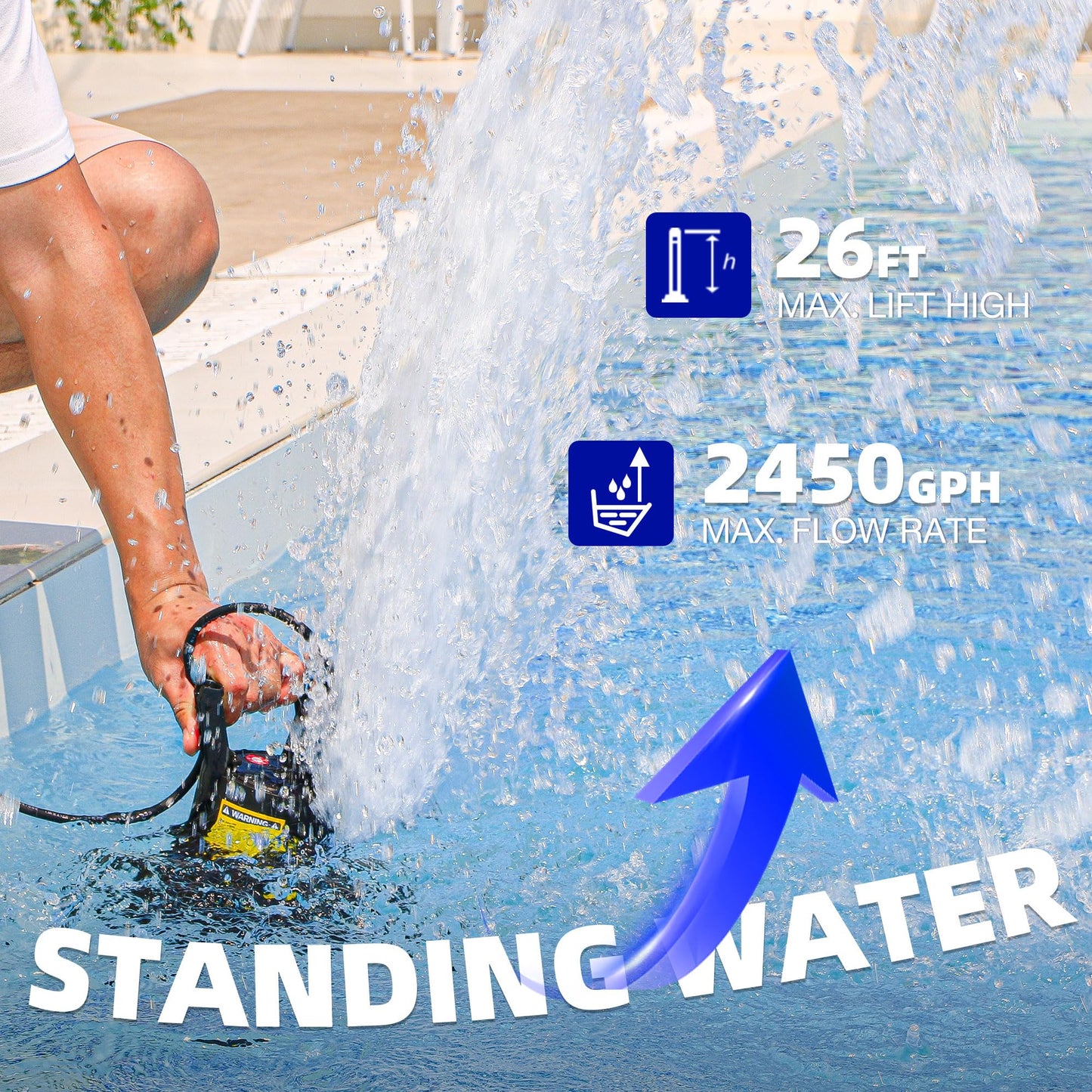 MEDAS Portable Sump Pump for Swimming Pool, Garden Pond, Basement Water Removal with 10ft Power Cord 1/3HP