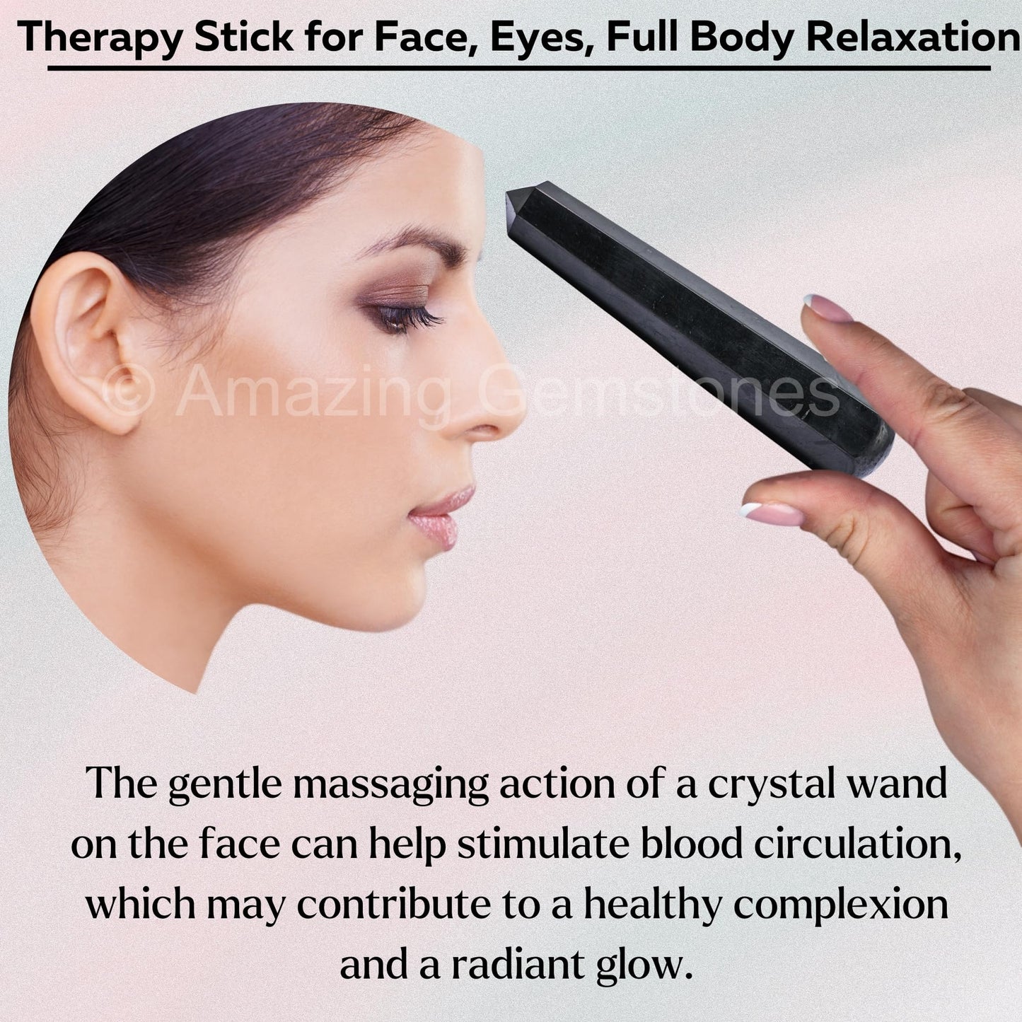 Amazing Gemstone Shungite Crystal Wand Massage Stick - Pelvic Wand Gua Sha for Adults - Crystals and Healing Stones Massage Wands for Adults Gifts (Pointed)