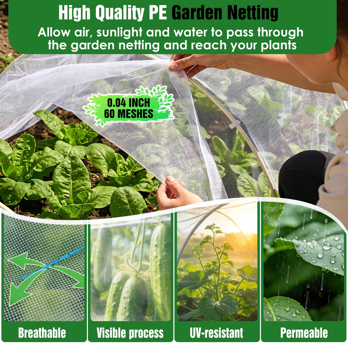 10 X 50FT Garden Mesh Netting Ultra Fine Mesh Netting Pest Barrier for Raised Beds, Mosquito Insect Bug Bird Netting for Blueberry Bushes Strawberry Fruits Vegetables Flowers Plants Cover Protection