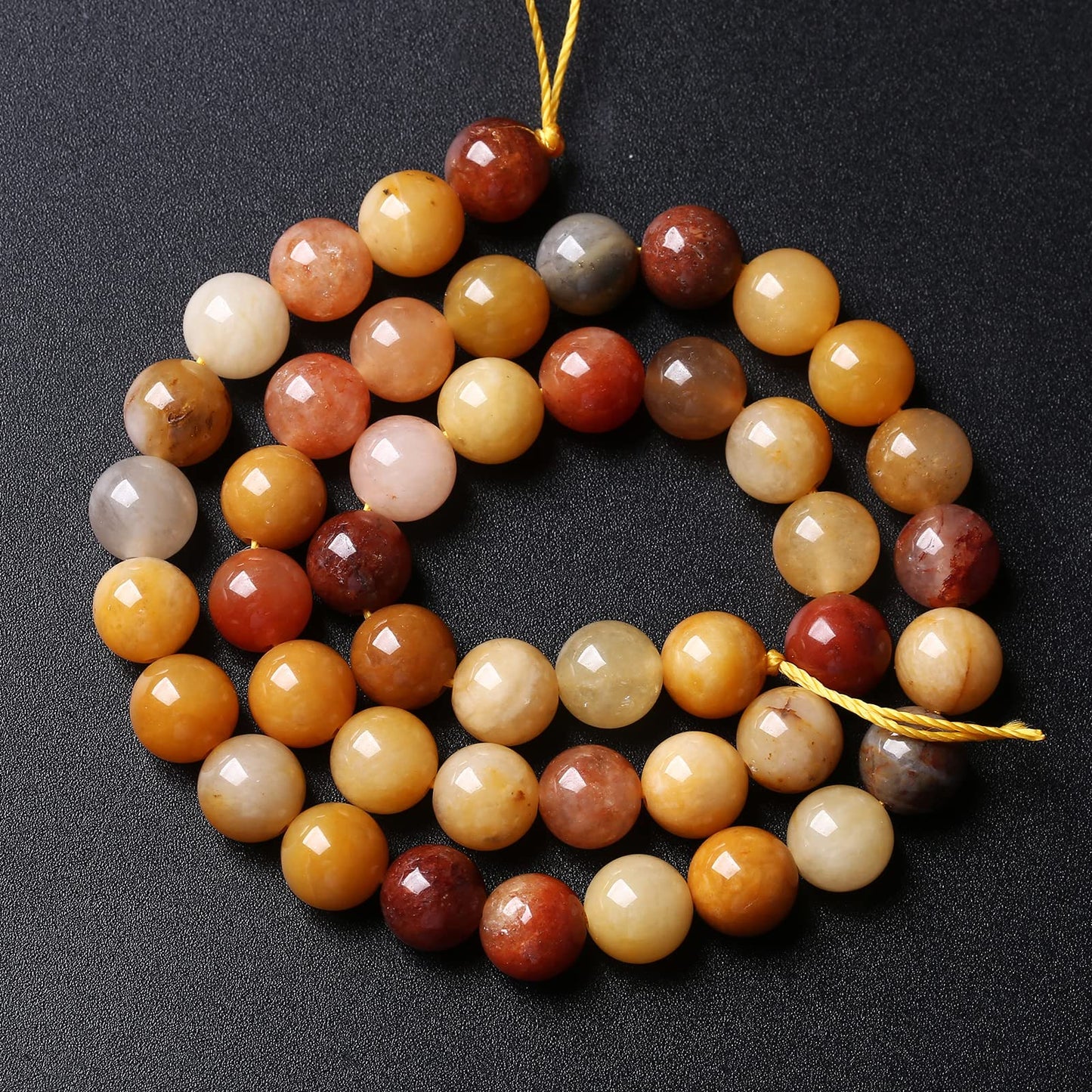 4MM 88PCS Natural Stone Golden Thread Jade Crystal Loose Beads for Jewelry Making DIY Bracelet Necklace 1 Strand 15’’