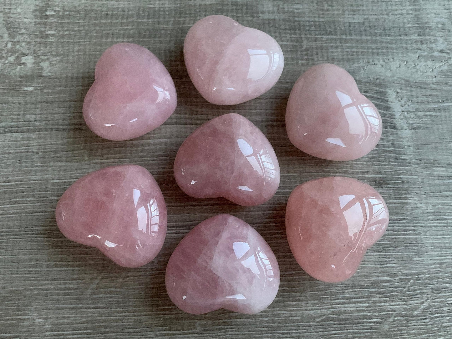 GAF TREASURES Rose Quartz Gemstone Hearts, Polished Rose Quartz Puffy Hearts, Rose Quartz Crystal Palm Stone, Rose Quartz Healing Crystal Hearts (1 Heart)