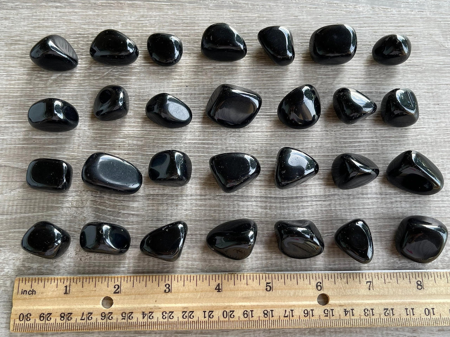 GAF TREASURES 5 Pcs Black Obsidian Tumbled Stones, Polished Black Obsidian Stone, Black Obsidian Healing Crystals (Black Obsidian)