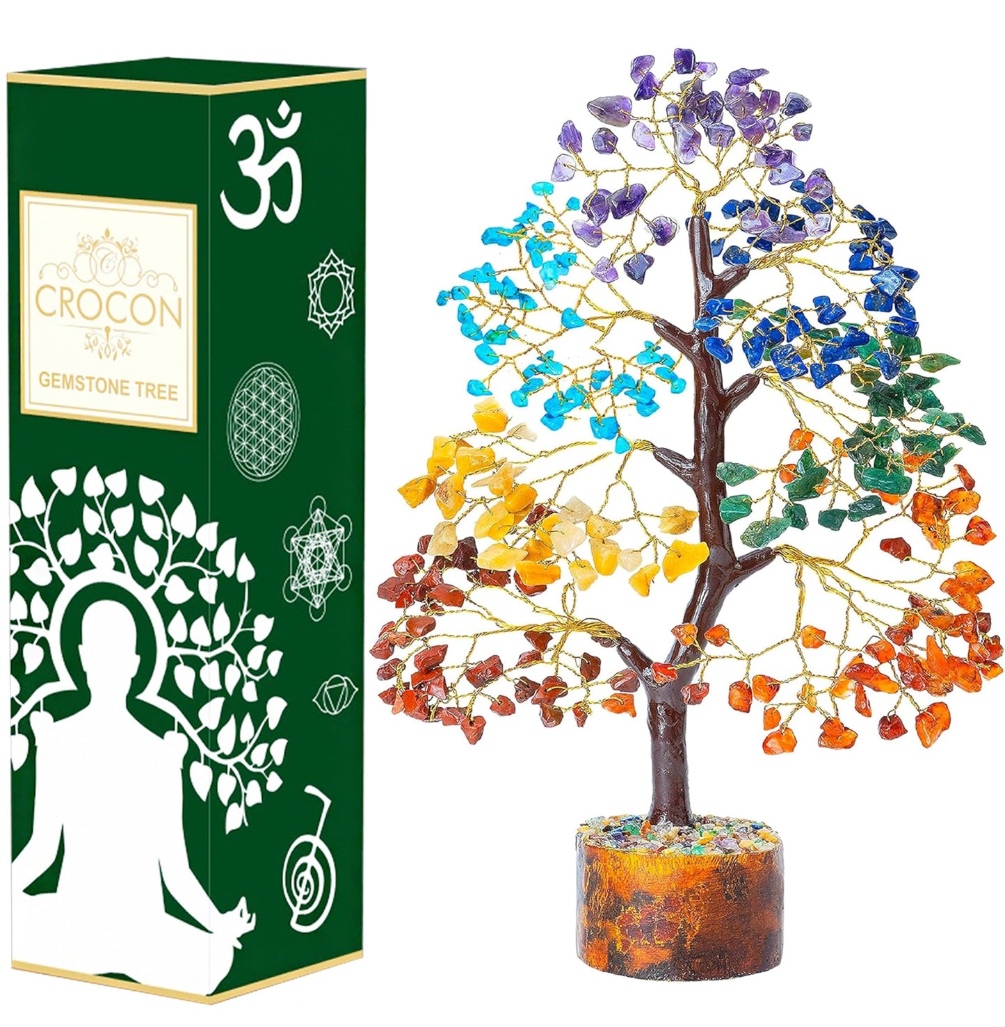 Crocon® 7 Chakra Turquoise Crystals Tree Of Life Birthday Gifts For Women, Men & Friends | Home & Office Decor, Money Tree Healing Crystals Gift | Mom Gift Ideas Housewarming Gifts New Home Sister Dad
