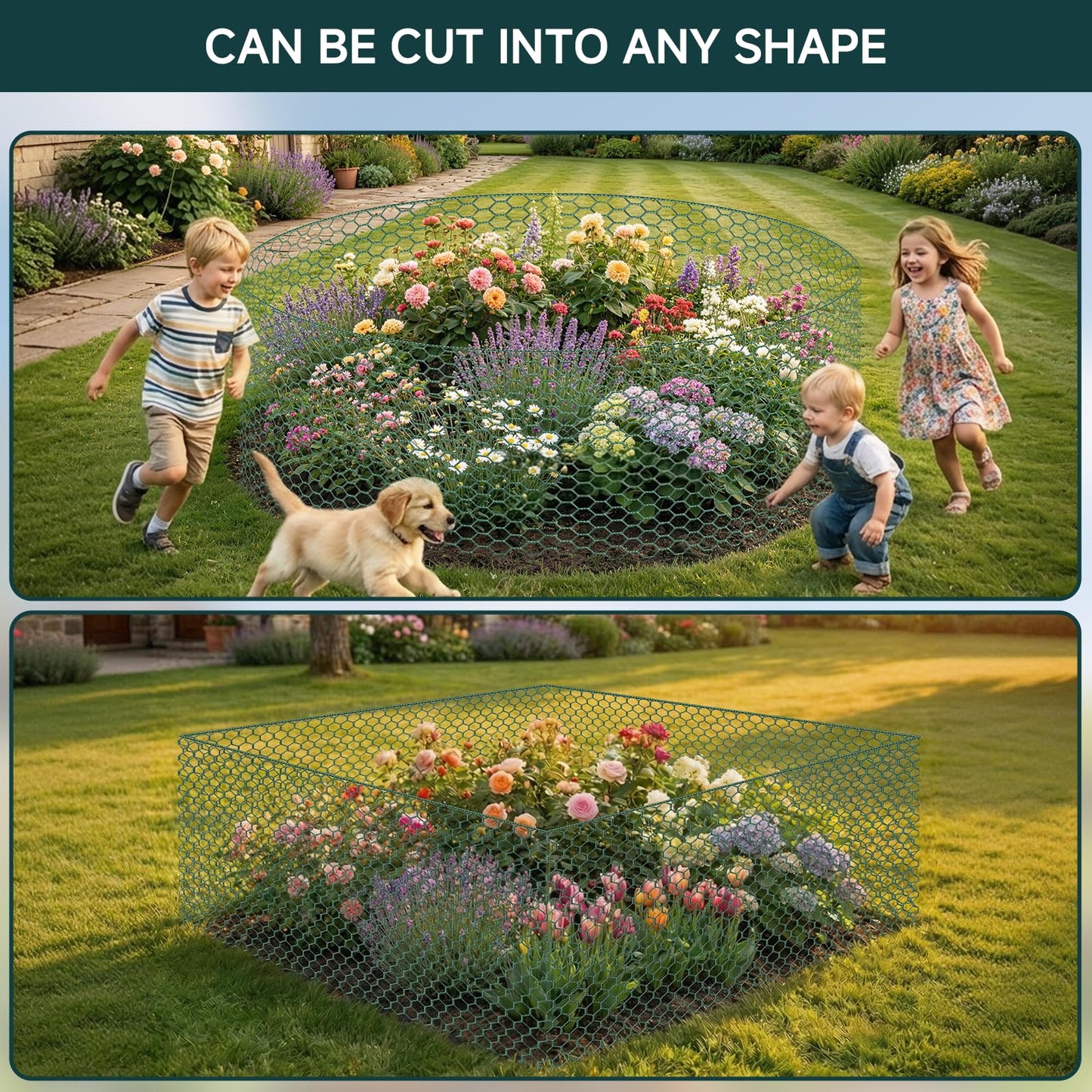 16In x 49.2Ft Plant Protectors from Animals, Wire Plant Cages for Outdoor Plants Chicken Wire Garden Protection from Animals Plant Fence Protectors to Keep Animals Out with Ground Stakes & Nylon Ties