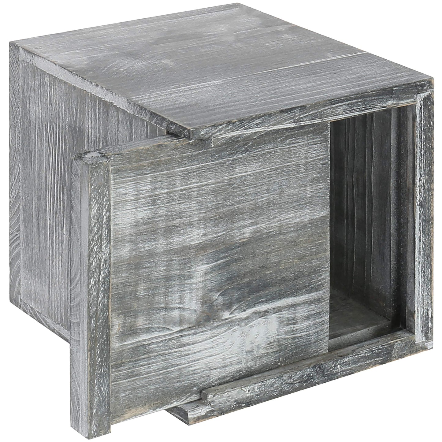 MyGift Graywashed Wood Decorative Tissue Box Holder Cover, Bathroom Facial Tissue Box Cover with Easy Refill Slide-Out Bottom Panel