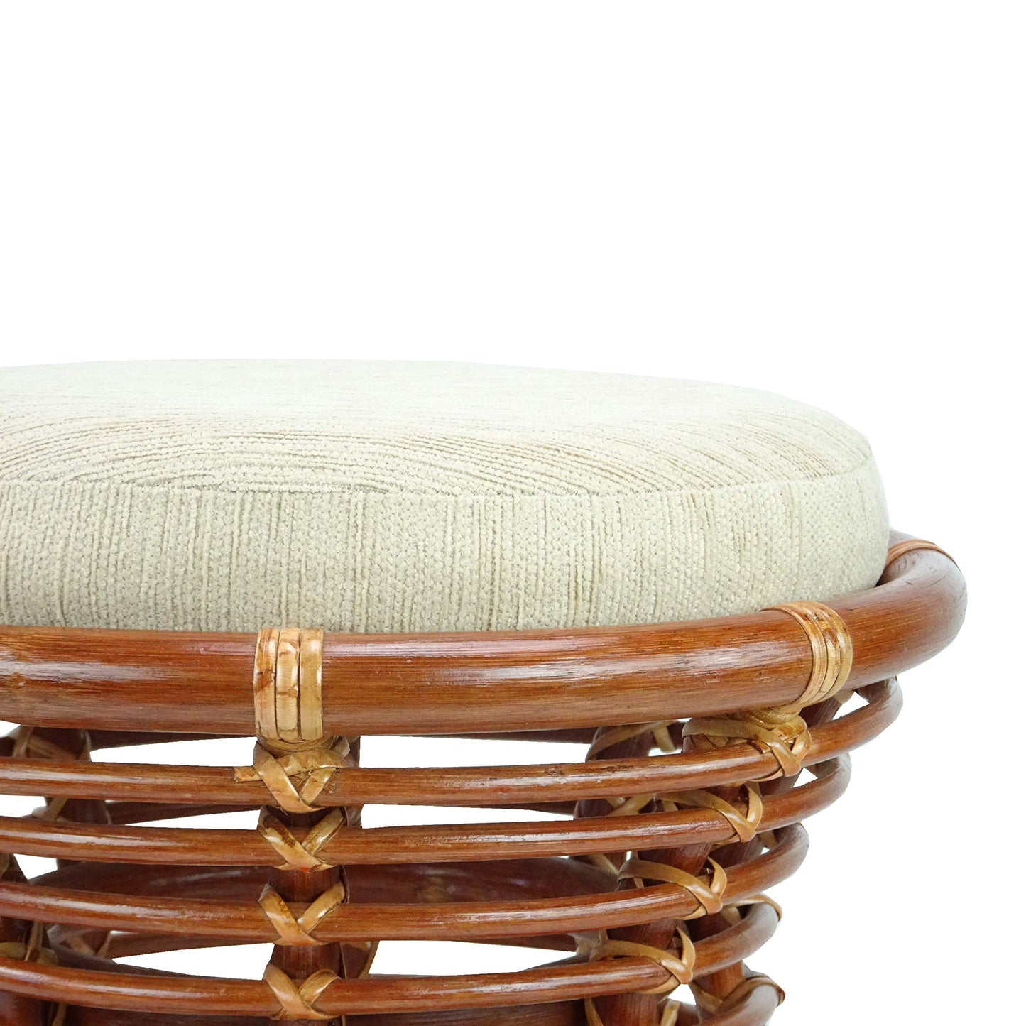 SunBear Furniture Handmade Natural Rattan Wicker Milan Ottoman Stool Vanity Bedroom Handmade Design ECO, Cognac (Light Brown)