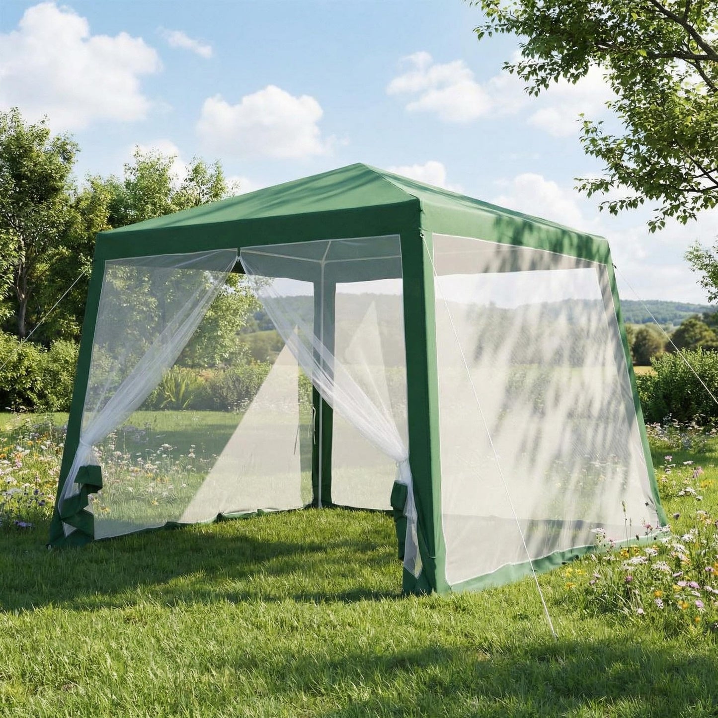 10x10 Pop Up Screen Tent Canopy with Mesh Netting Walls, Easy Setup Waterproof Outdoor Gazebo for Camping, Picnics, Backyard, Deck & Parties