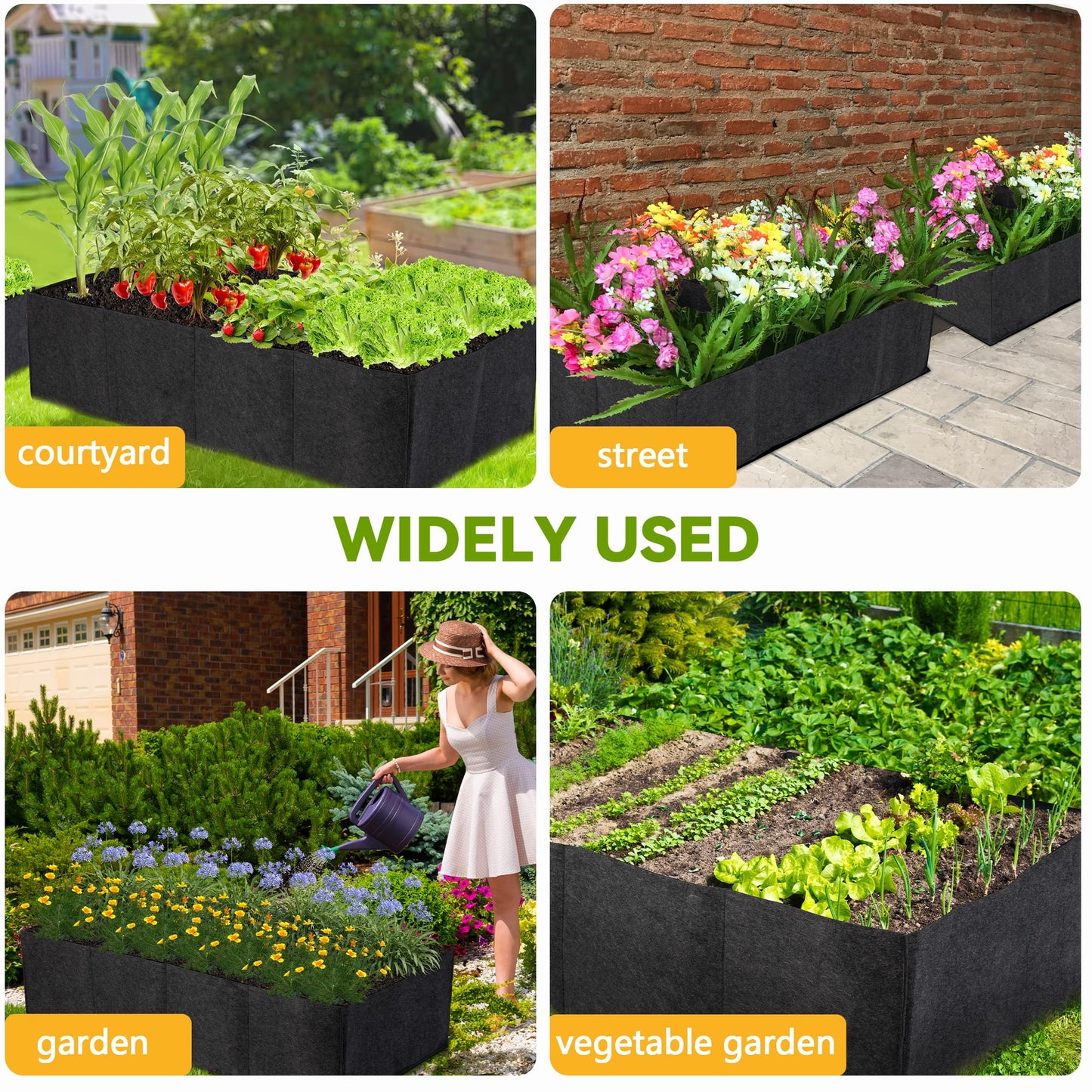 FVOTNW 2-Pack 3 Grid Fabric Raised Garden Bed 22 Gallon, 3x1x1 FT Thickened Garden Grow Bags with Handles - Indoor Outdoor Planter Bags for Vegetables, Herbs, Flowers