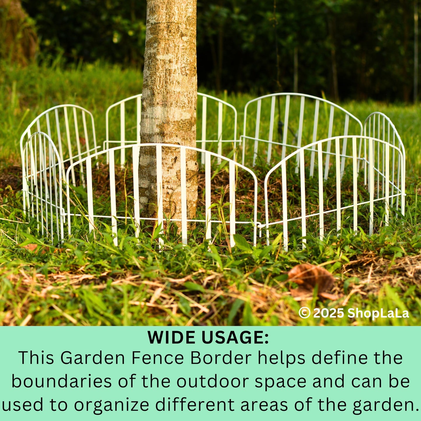 ShopLaLa Decorative Fence (10 Panels) 13in(L) x 16.5in(H) Rustproof White Metal Wire Animal Barrier Fences, Flower Bed Edging for Landscape Outdoor Patio Decor Dog Yard Gates Fencing Backyard Panels