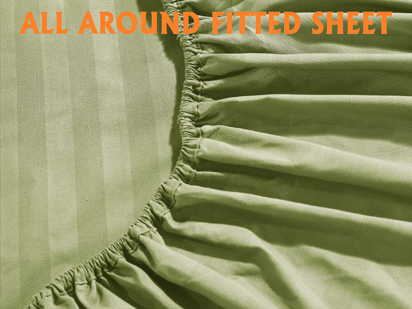 Elegant Comfort Best, Softest, Coziest 6-Piece Sheet Sets! - 1500 Premier Hotel Quality Luxurious Wrinkle Resistant 6-Piece Damask Stripe Bed Sheet Set, Queen Sage/Green