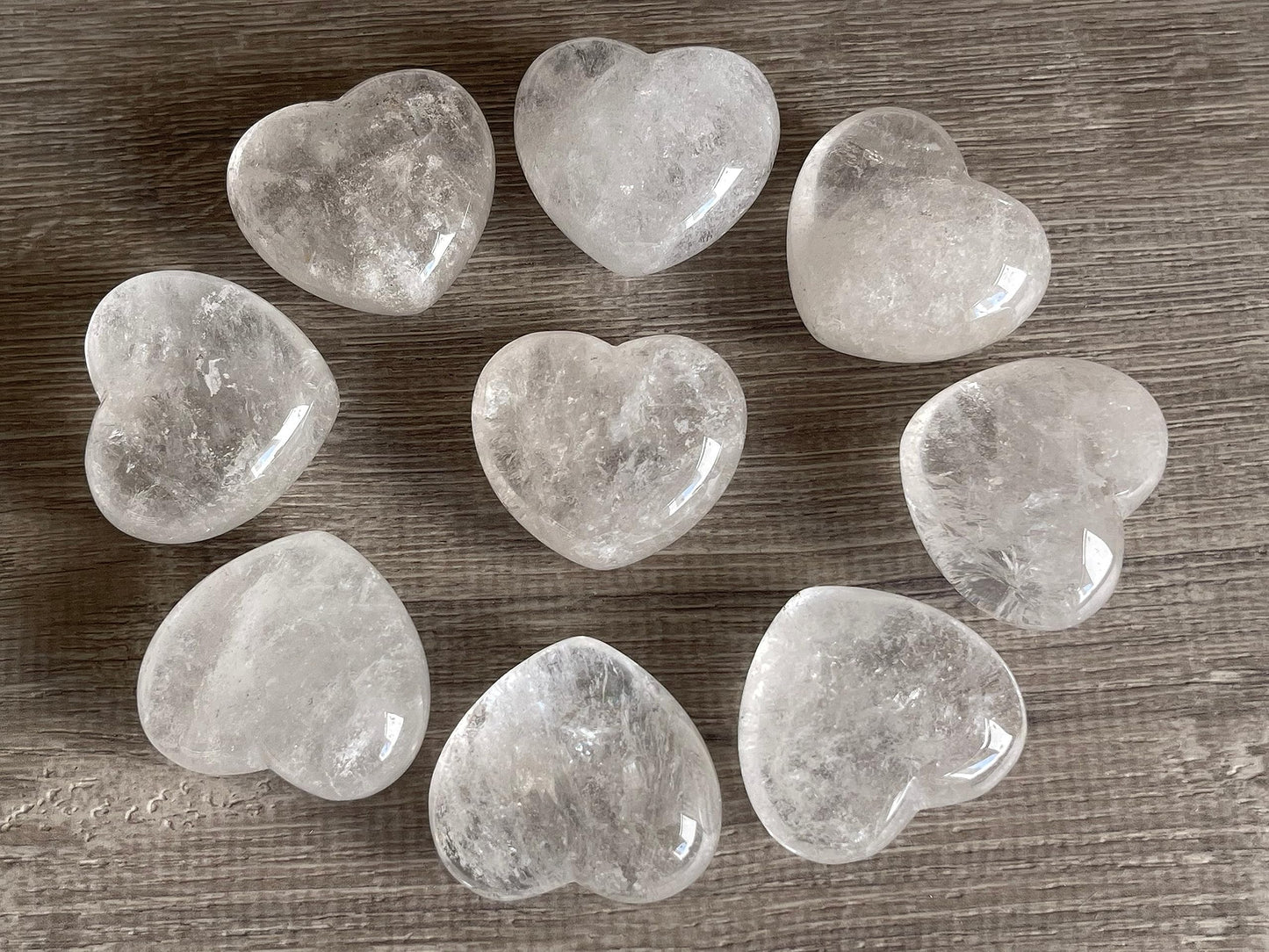 Clear Quartz Gemstone Hearts, Polished Clear Quartz Puffy Hearts, Clear Quartz Crystal Palm Stone, Clear Quartz Healing Crystal Hearts (1 Heart)