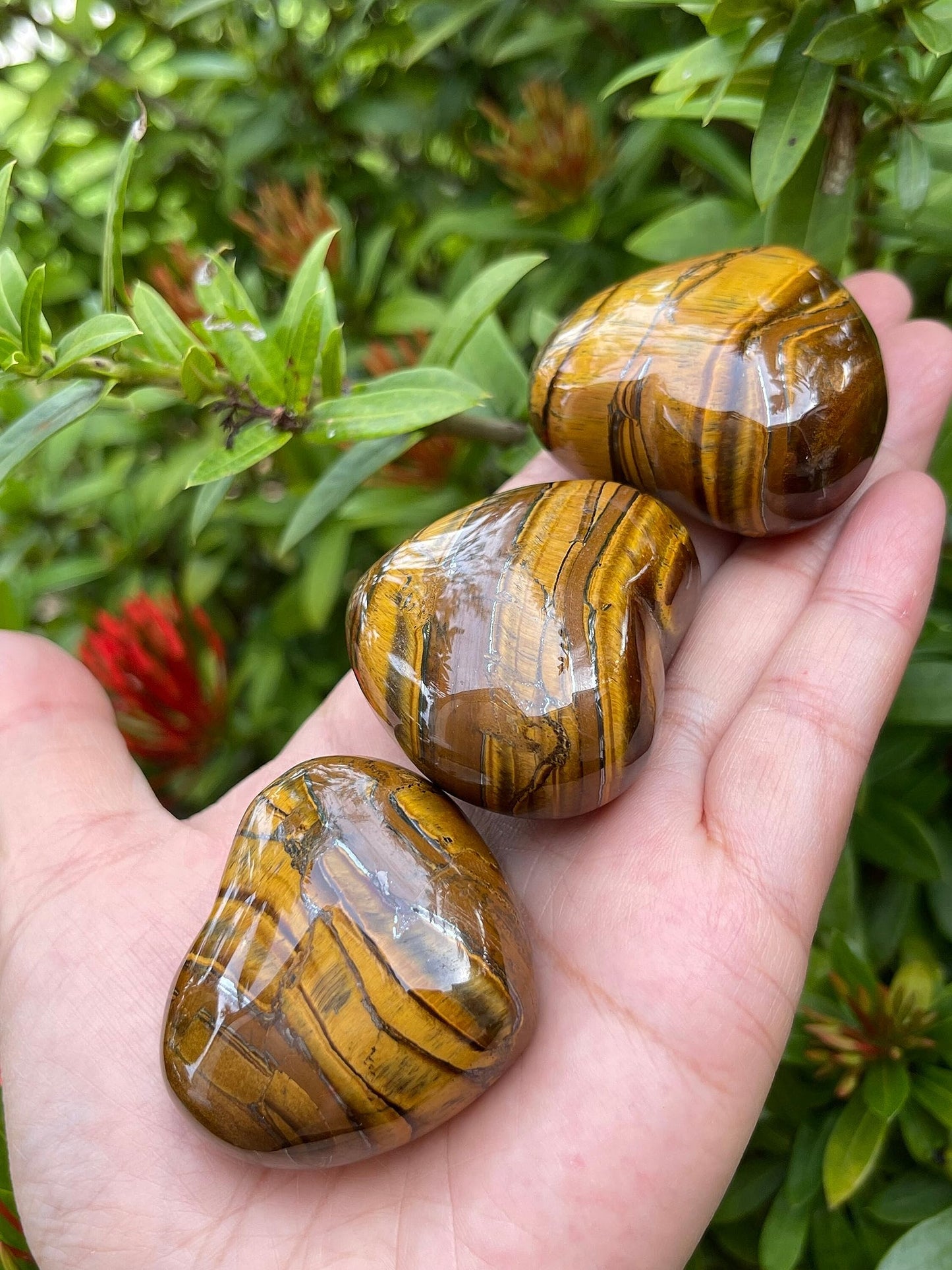 Tiger Eye Gemstone Hearts, Polished Tiger Eye Puffy Hearts, Tiger Eye Crystal Palm Stone, Tiger Eye Healing Crystal Hearts (1 Heart)