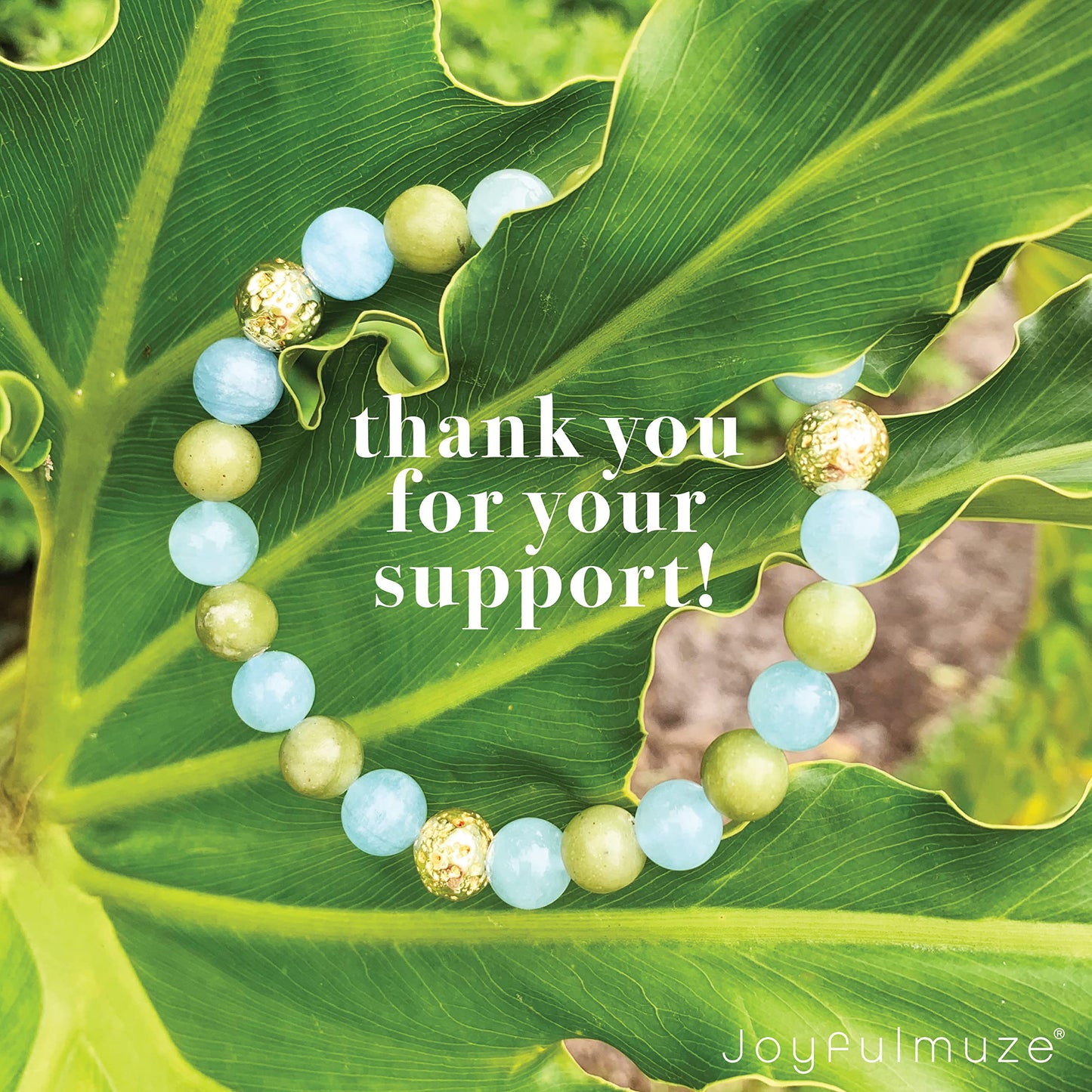 Joyfulmuze Aquamarine Serpentine Stretch Bracelet, Natural Blue and Green Round Gemstone, Handmade Spiritual Jewelry for Women Men, Gold Lava Beads, 17cm length (Aquamarine-Serpentinite-Lava Stone)