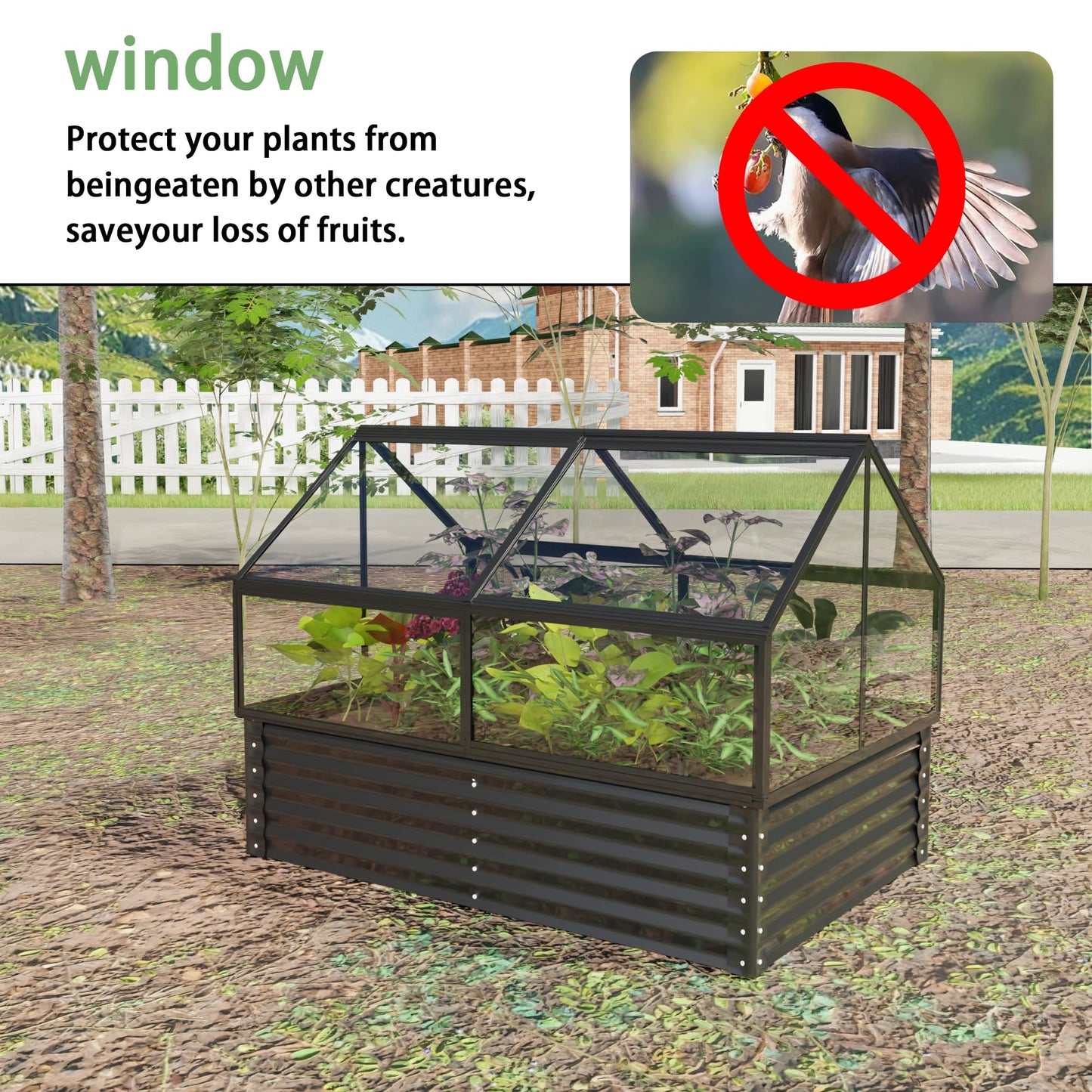 Raised Garden Bed with Greenhouse Cover, 68.7"x45"x51.5" Large Elevated Planter Box, Mini Greenhouse, Outdoor Standing Garden Bed for Vegetables, Herbs, Flowers on Patio, Balcony, Backyard