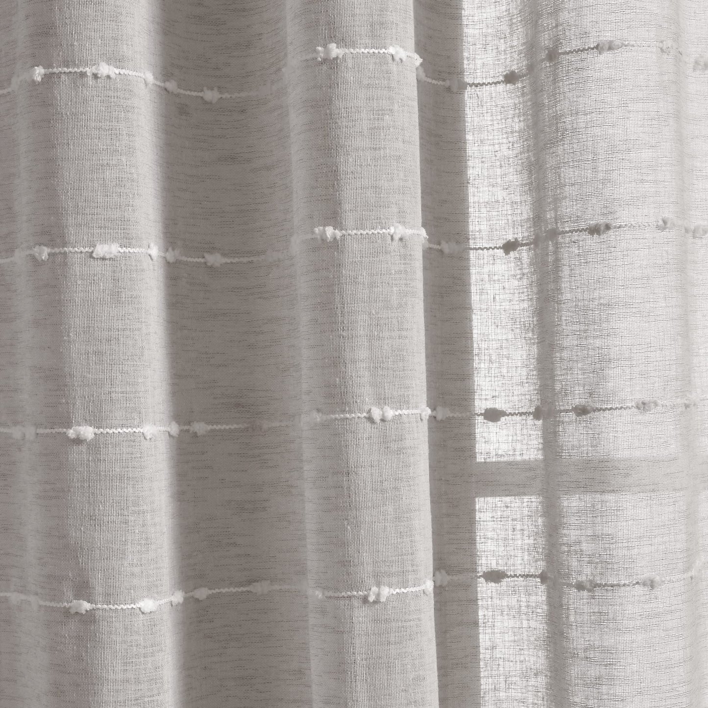 Lush Decor Farmhouse Textured Sheer Window Curtain Valance, 52"W x18"L, Gray