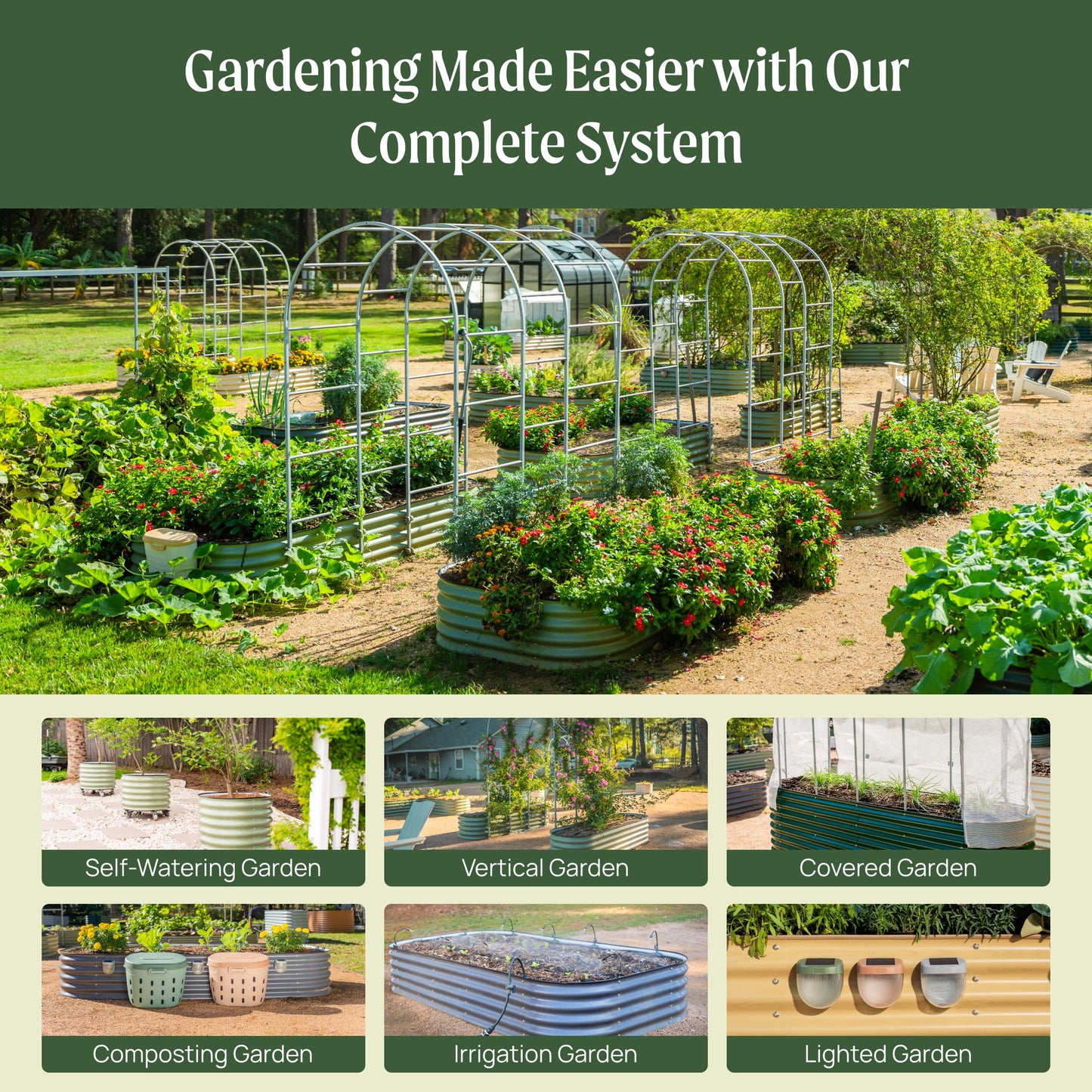 Vego garden Raised Garden Bed Kits, 17" Tall 6 in 1 Modular Metal Raised Planter Bed for Vegetables Flowers Patio Ground Planter Box-Olive Green