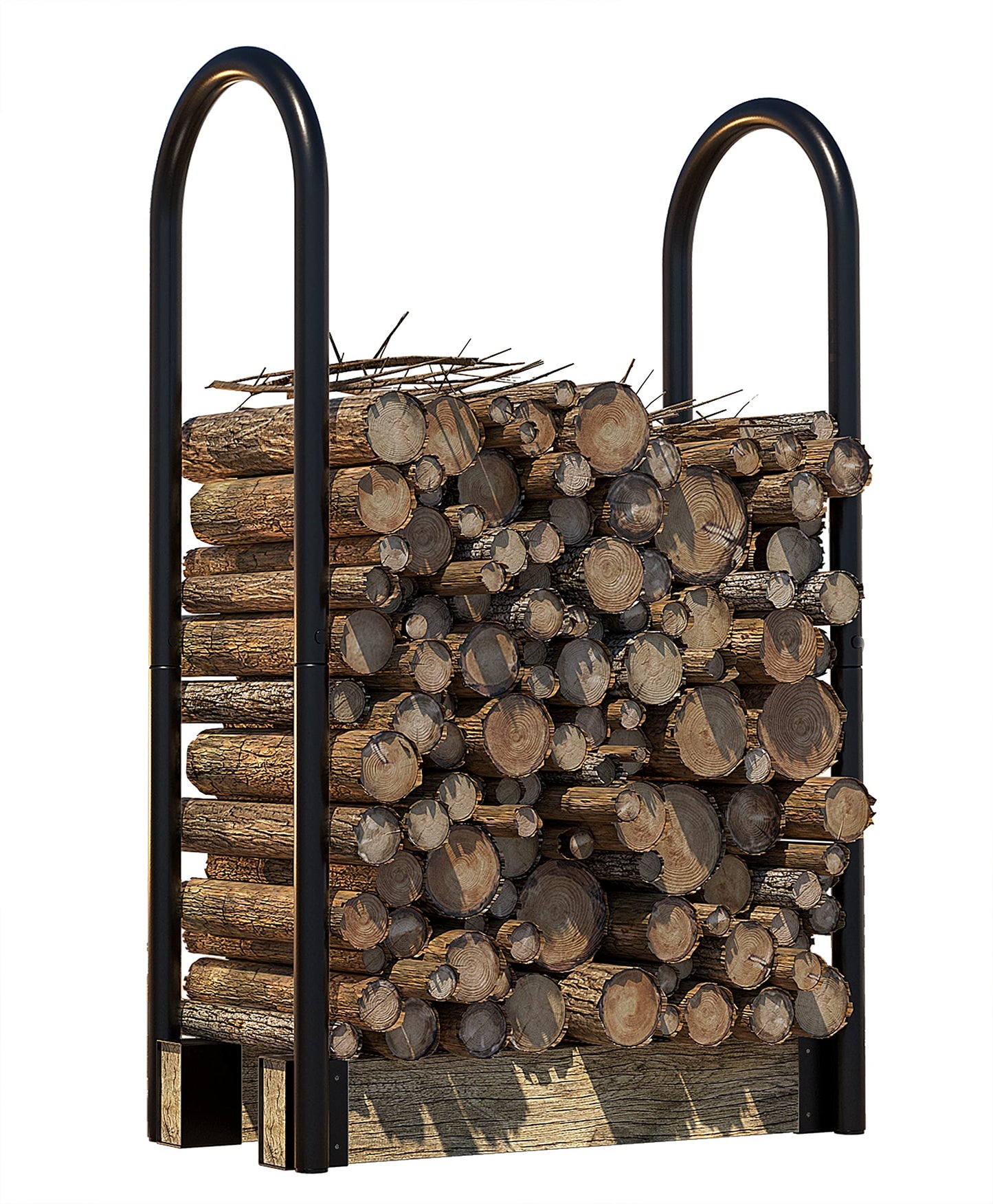 Fire Beauty Firewood Log Rack Adjustable Bracket Kit, Fireplace Wood Storage Holder,Black Powder,Coated Steel, Outdoor and Indoor(Adjustable)