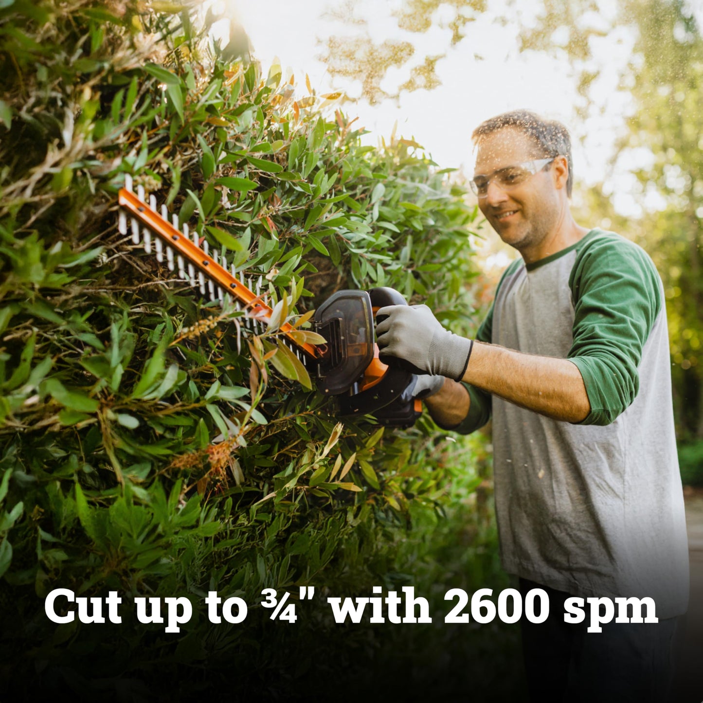 WORX 22" Cordless Hedge Trimmer, Electric Hedge Trimmer with Dual-Action Blades, Lightweight Bush Trimmer with 4.4 LBS, Battery & Charger Not Included, WG261.9